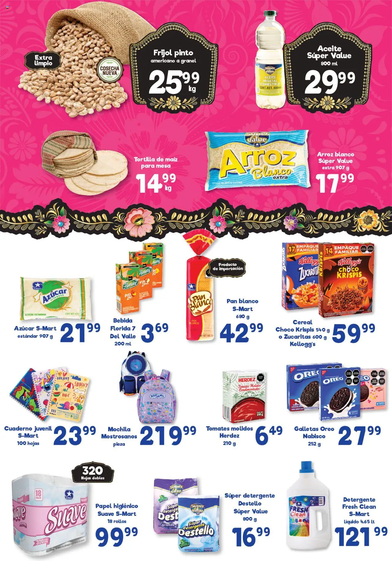 Nuevas ofertas de S-Mart válidas en toda la República Mexicana desde el 12.08.2025. ¡Encuentra las mejores ofertas en S-Mart - Folleto - Reynosa (y Rio Bravo)! | Página: 5 | Productos: Maíz, Pan, Arroz, Galletas