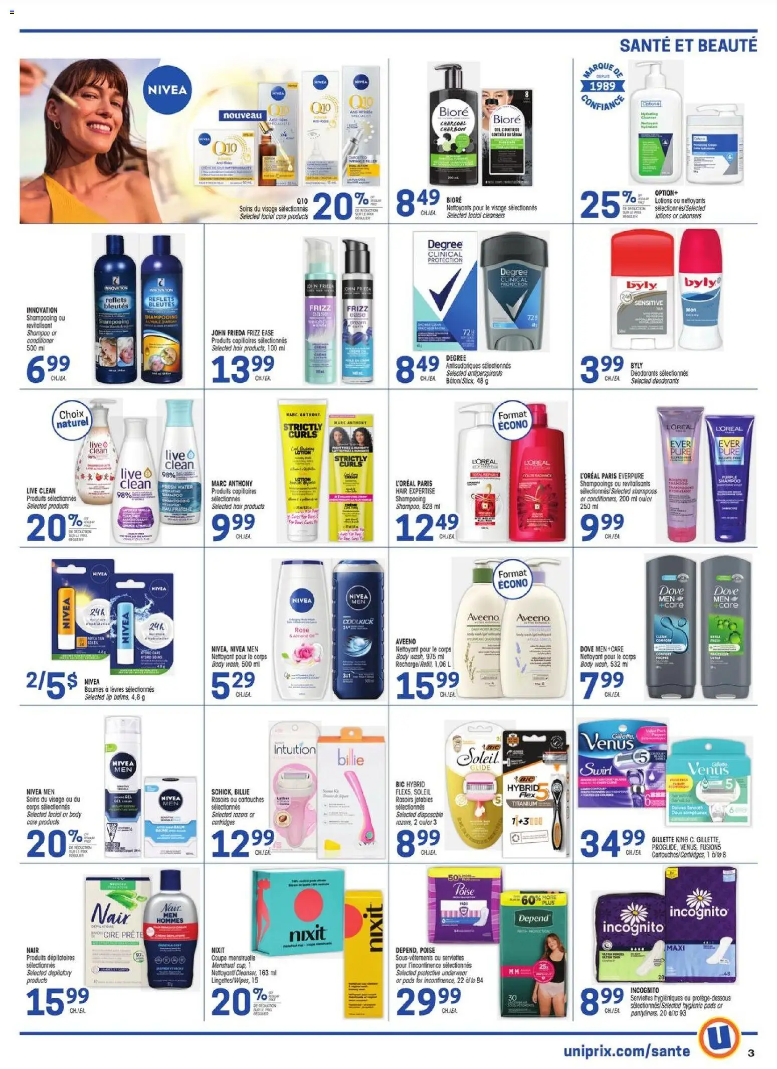 Uniprix flyer valid from 06.11.2025 | Page: 3 | Products: Shampoo, Conditioner, Oil, Underwear