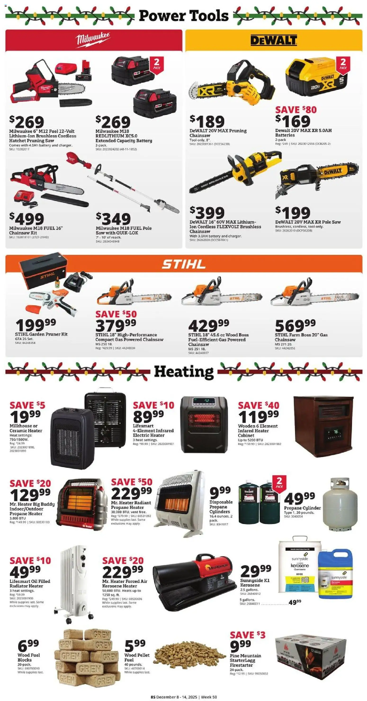 Rural King Weekly Ad - valid from 08.12.2025 | Page: 8 | Products: Pruner, Saw, Radiator, Battery