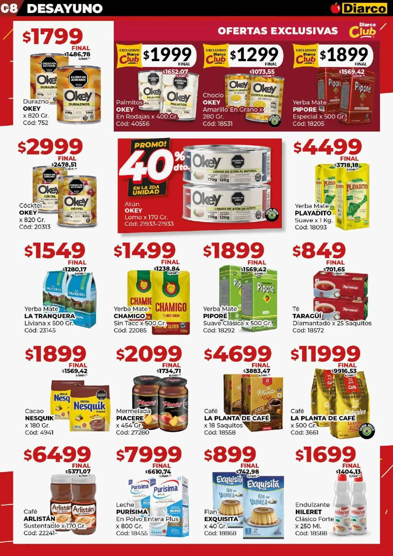 Diarco - Ofertas Pueblo Sur │ válido desde el 15.09.2025 | Página: 8 | Productos: Mate, Atún, Leche, Café