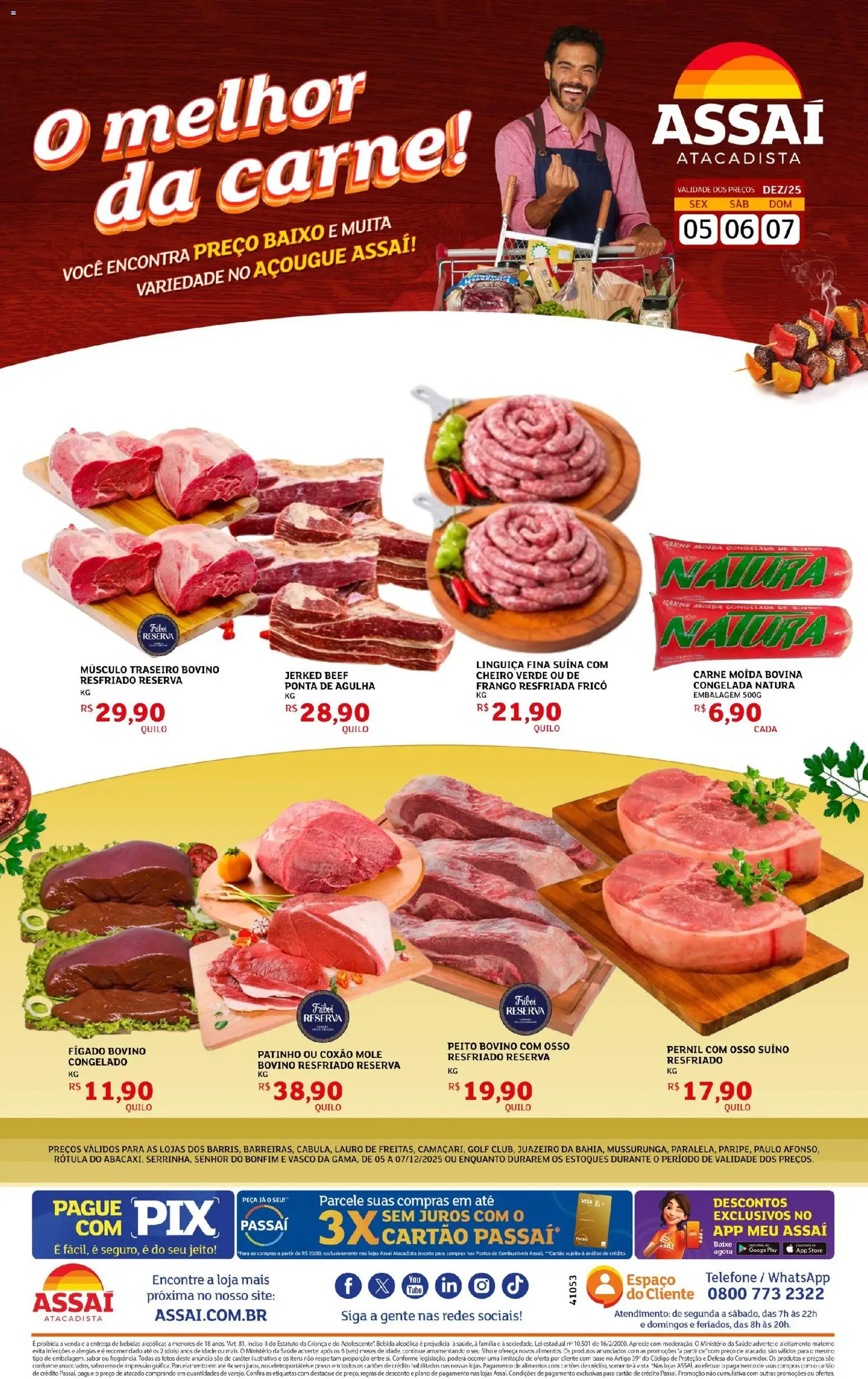 Assaí Atacadista Folheto - válido de 05.12.2025 | Página: 1 | Produtos: Pernil, Base, Baixo, Carne moída