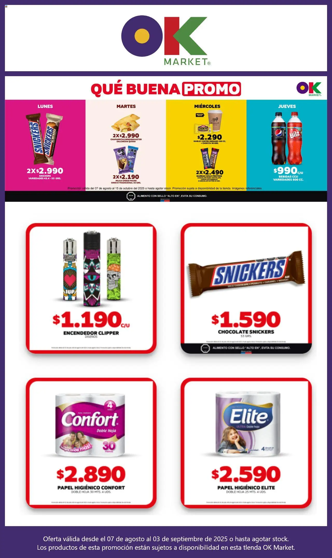 OK Market ofertas  │ válido desde el 07.08.2025 | Página: 4 | Productos: Almendra, Papel higiénico, Encendedor, Chocolate