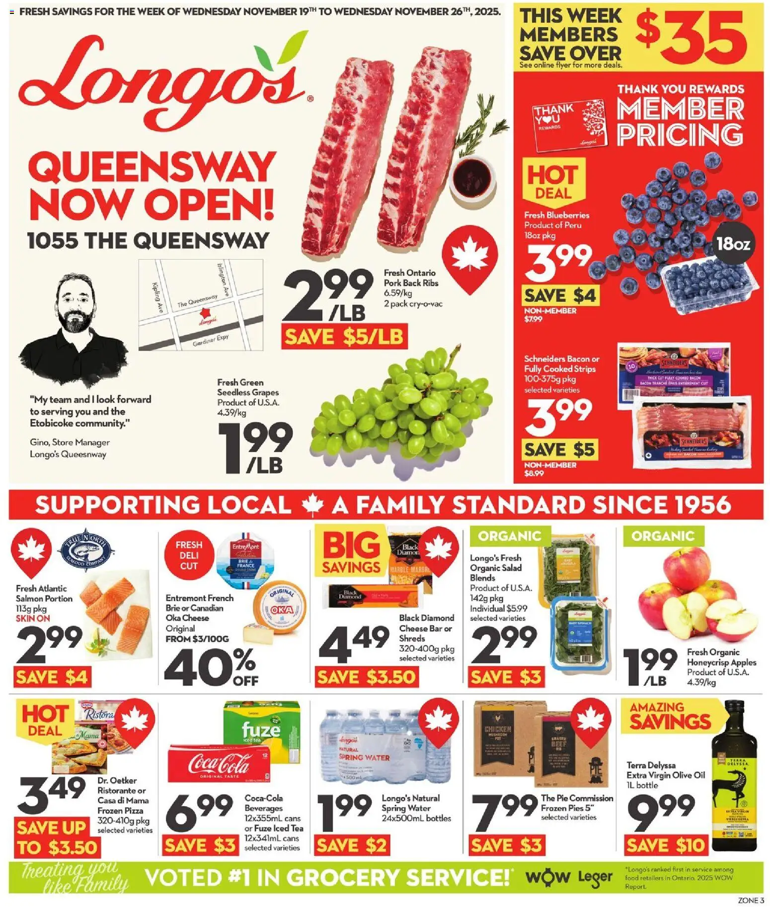 Longo's flyer valid from 20.11.2025 | Page: 1 | Products: Salad, Oil, Chicken, Pork