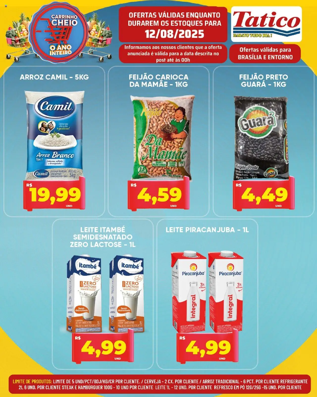 Tatico Folheto - válido de 12.08.2025 | Página: 5 | Produtos: Feijão, Refresco, Leite, Carrinho