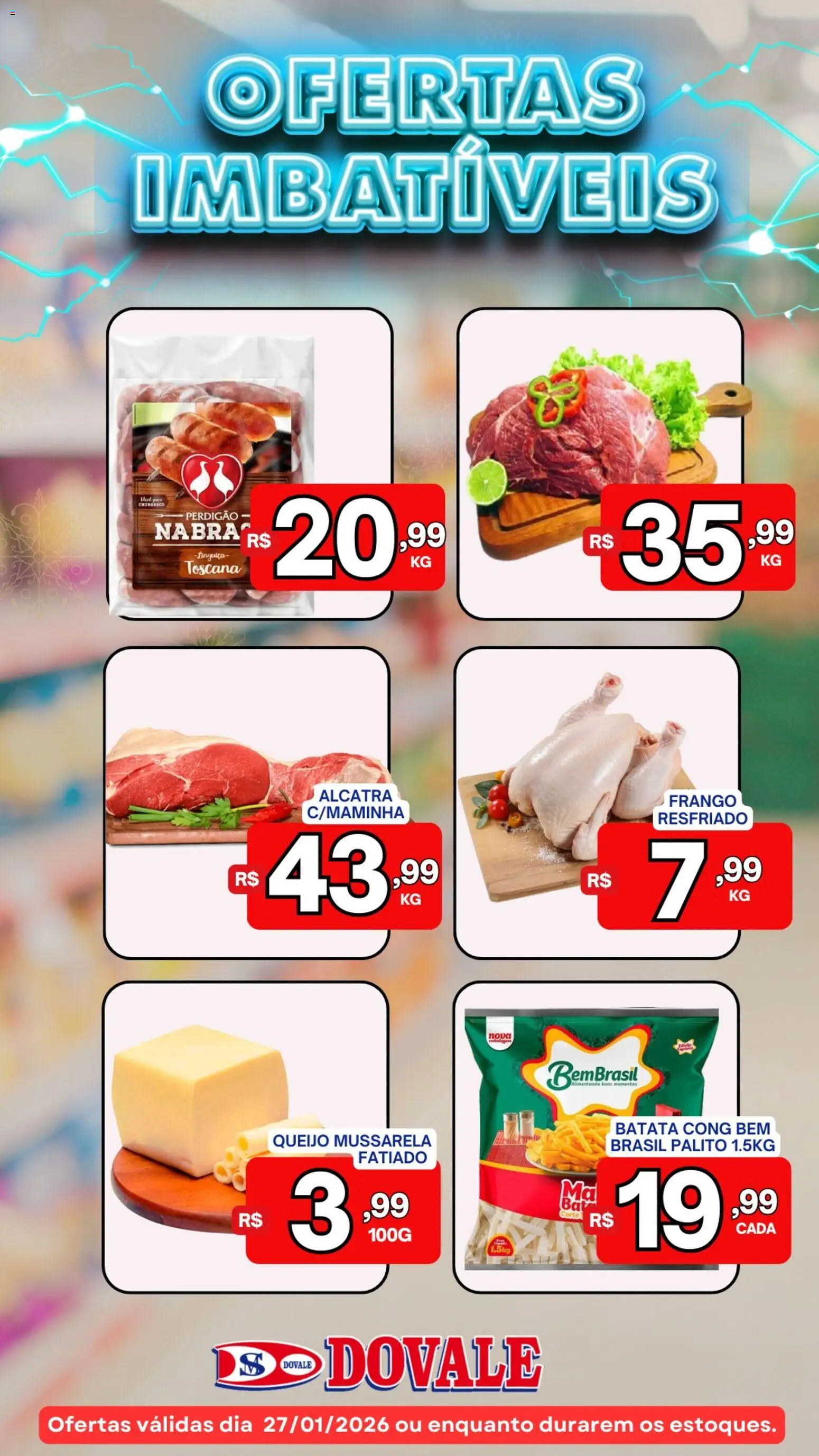 Dovale Folheto - válido de 27.01.2026 | Página: 3 | Produtos: Linguiça, Queijo, Batata, Mussarela