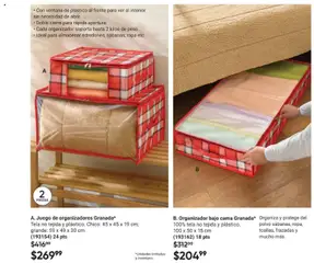 Vista previa de B. Organizador bajo cama Granada*, 100% tela no tejida y plástico. 100 x 50 x 15 cm. Organiza y protege del polvo sábanas, ropa, toallas, frazadas y mucho más., nuevo folleto de la tienda, válido en México a partir del 30.01.2026 | Página: 85
