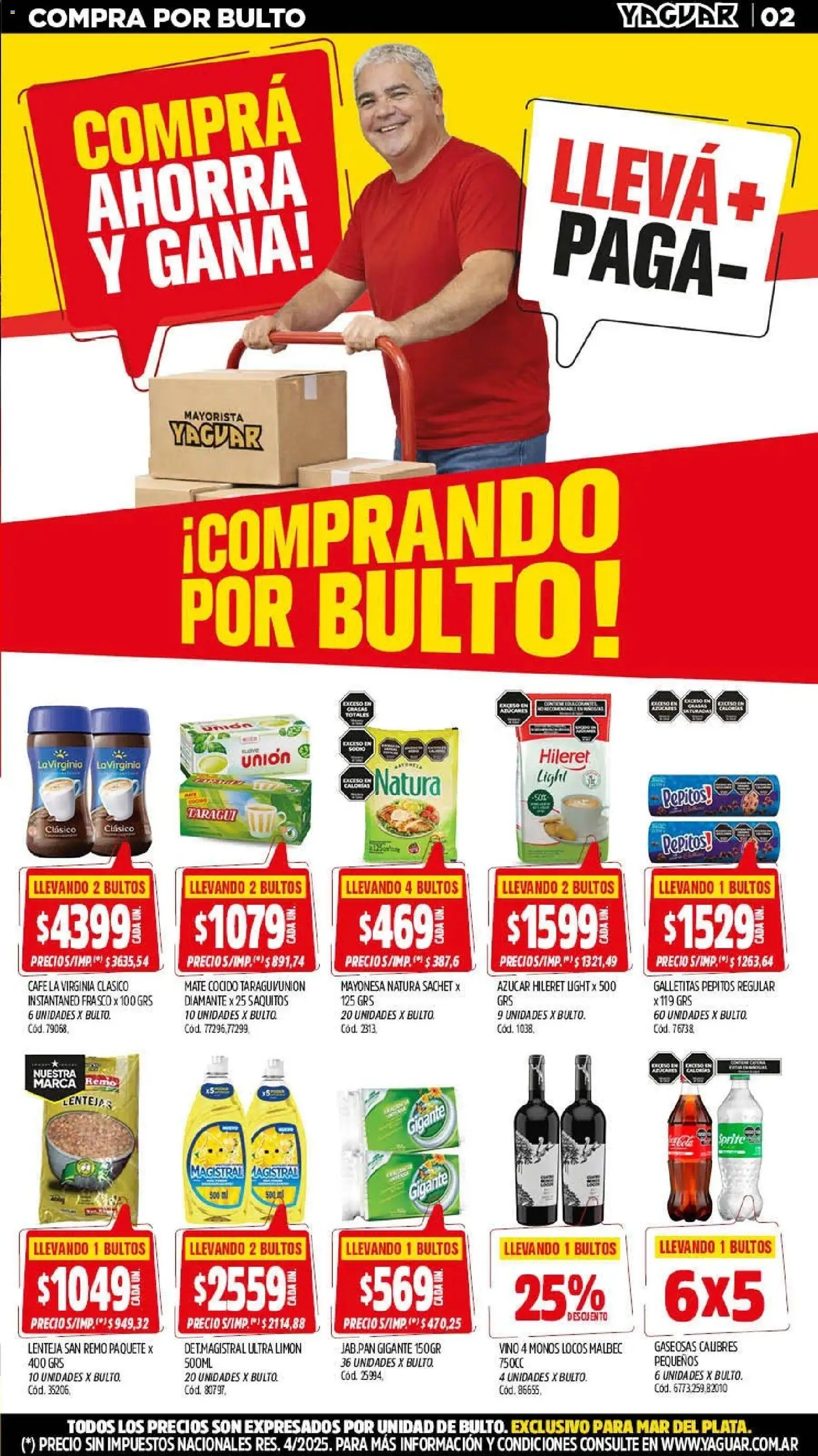 Yaguar - Oferta Semanal Mar del Plata │ válido desde el 06.04.2026 | Página: 2 | Productos: Galletitas, Café, Vino, Mate cocido