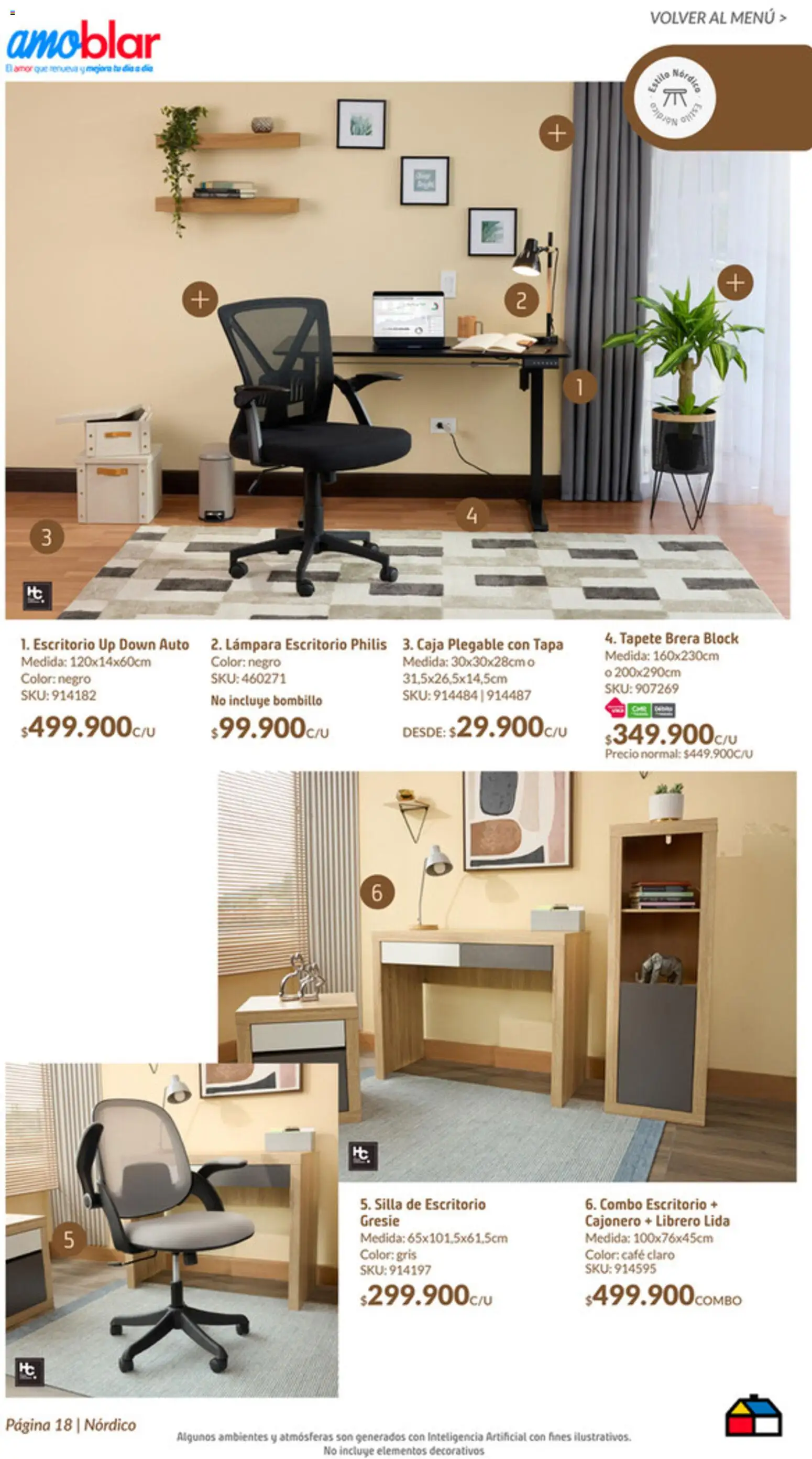 Homecenter revista - valida desde el 22.01.2026 | Página: 18 | Productos: Escritorio, Silla, Caja, Lámpara