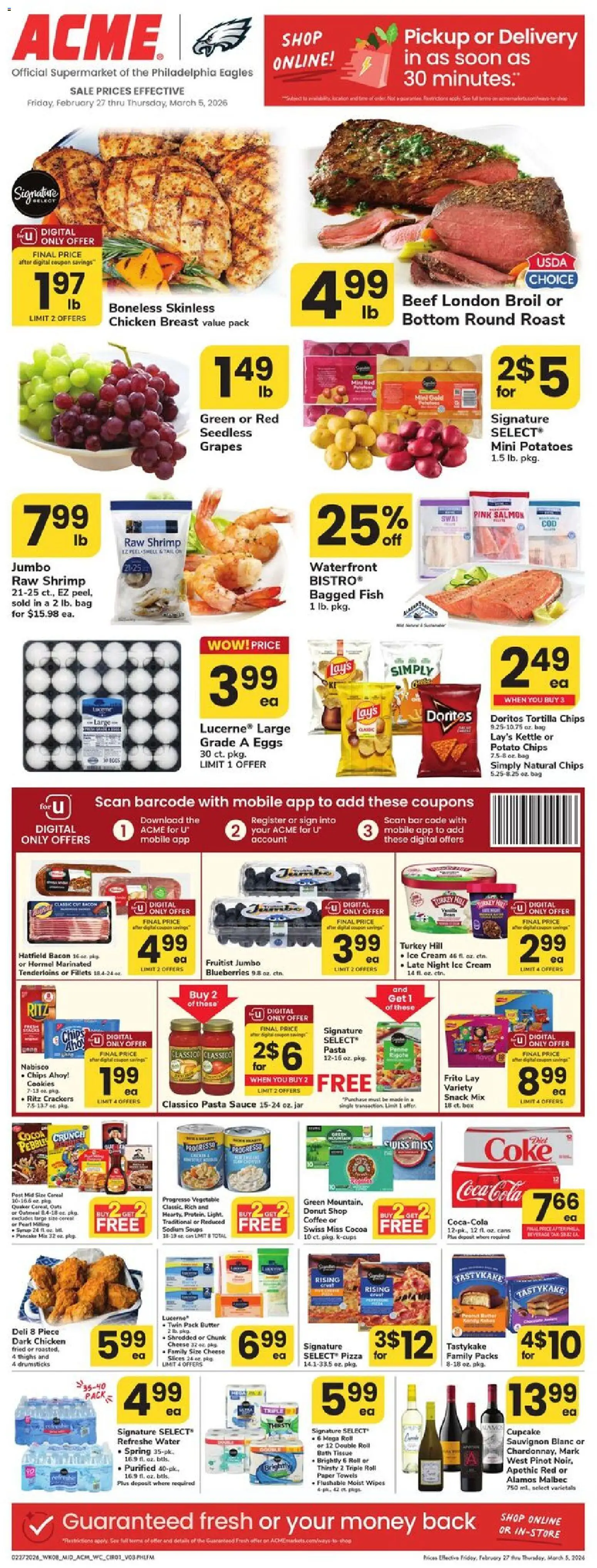 Acme Weekly Ad - valid from 27.02.2026 | Page: 1 | Products: Bath, Coffee, Grapes, Cupcake