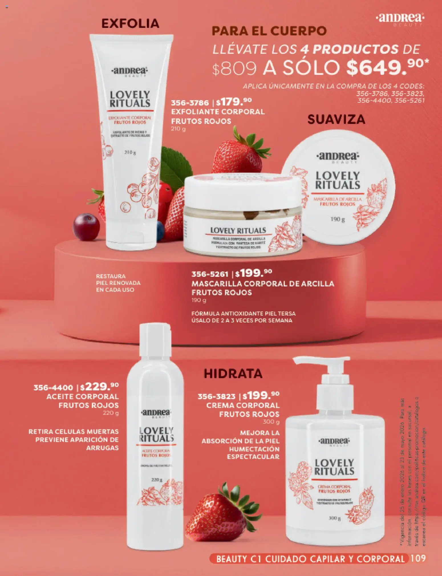 Nuevas ofertas de Andrea válidas en toda la República Mexicana desde el 25.01.2026. ¡Encuentra las mejores ofertas en Andrea catálogo Beauty! | Página: 109 | Productos: Crema, Exfoliante corporal, Aceite, Mascarilla