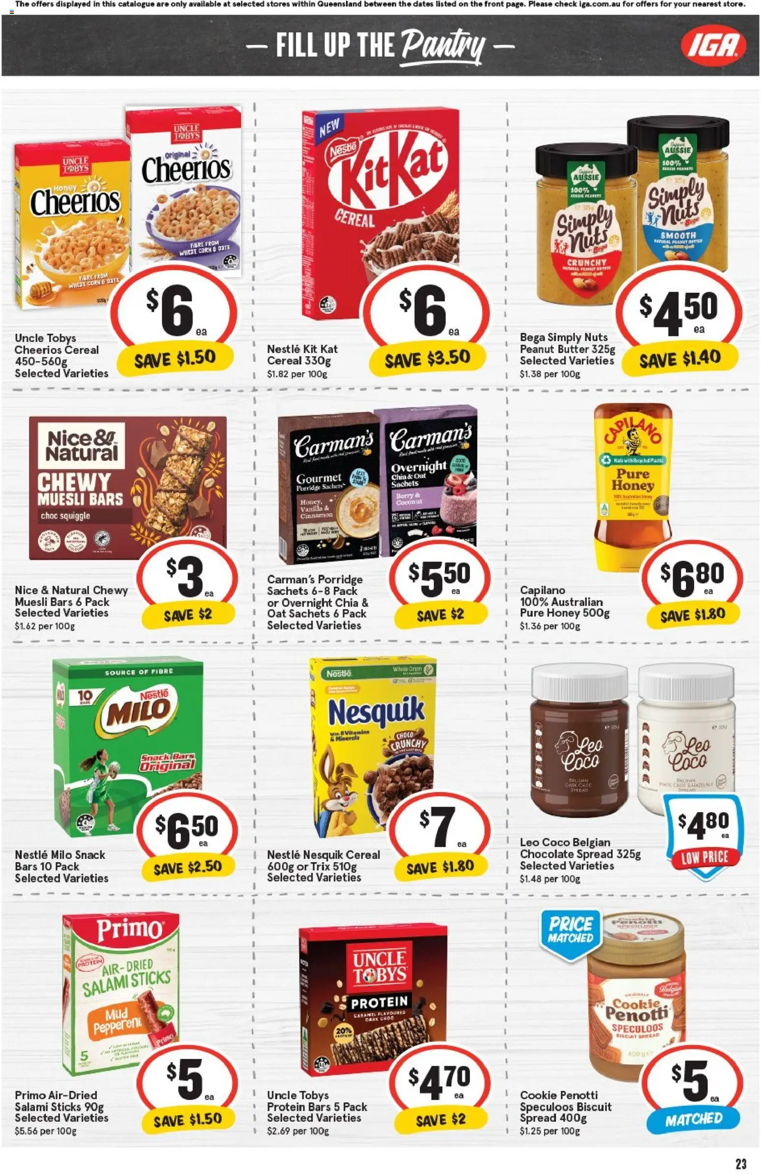 IGA catalogue - valid from 05.11.2025 | Page: 23 | Products: Chocolate, Salami, Cereal, Nuts