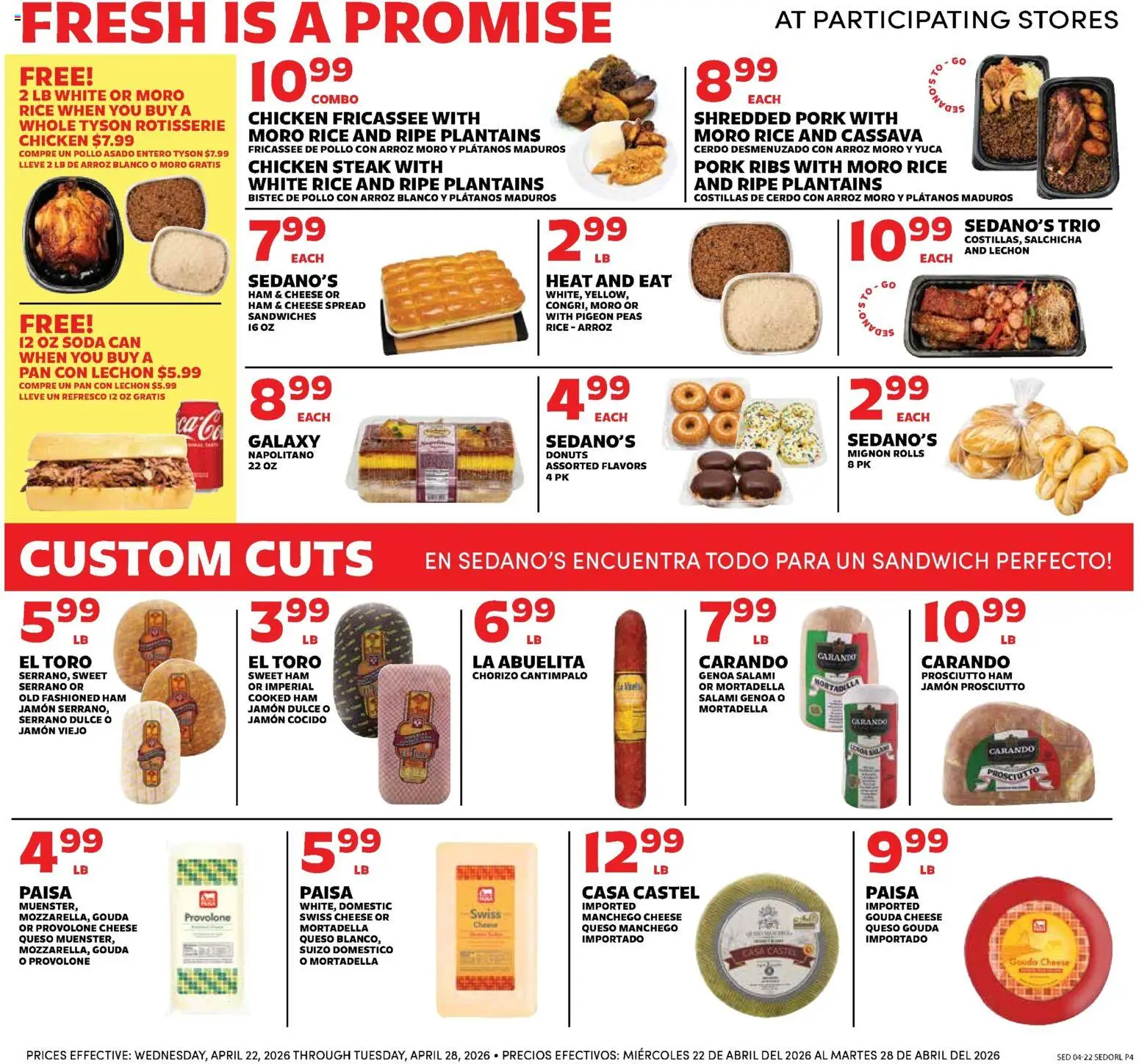Sedano's Weekly Ad - valid from 22.04.2026 | Page: 4 | Products: Pan, Cheese, Salami, Rice