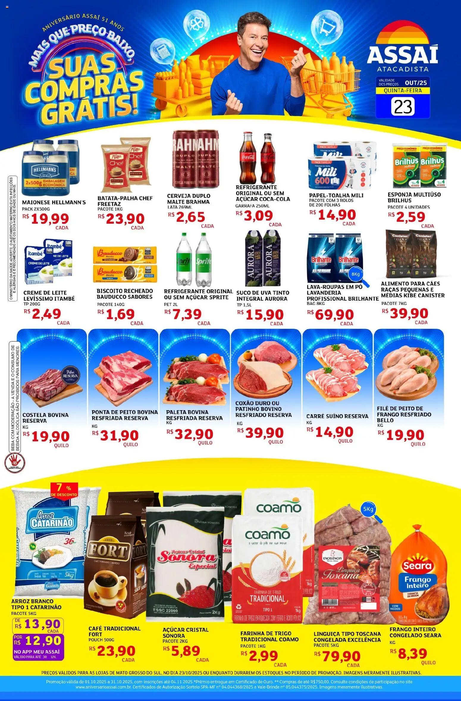 Assaí Atacadista Folheto - válido de 23.10.2025 | Página: 1 | Produtos: Ferro, Esponja, Biscoito, Linguiça