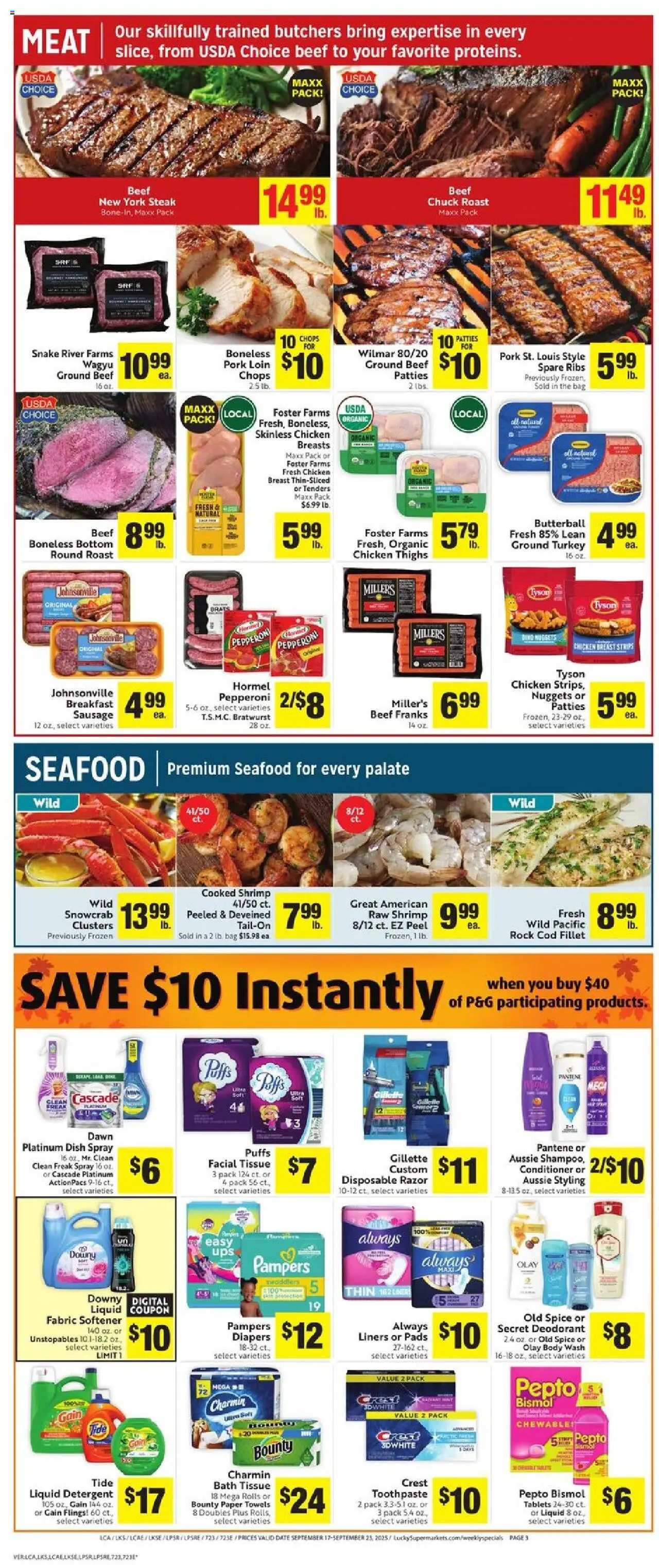 Lucky Supermarkets Weekly Ad - valid from 17.09.2025 | Page: 3 | Products: Conditioner, Deodorant, Body Wash, Bag