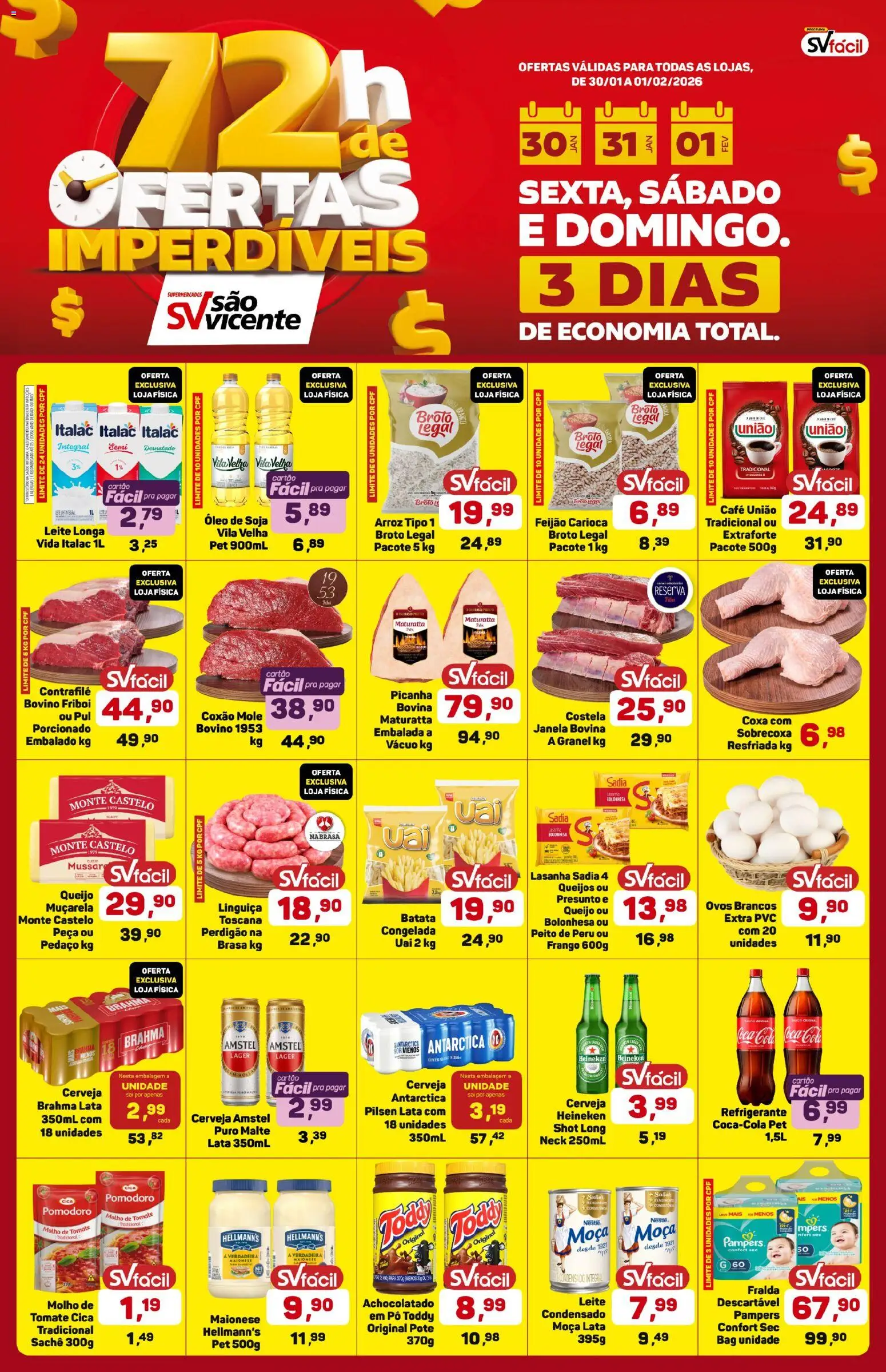 Supermercados São Vicente Folheto - válido de 30.01.2026 | Página: 1 | Produtos: Janela, Café, Presunto, Batata