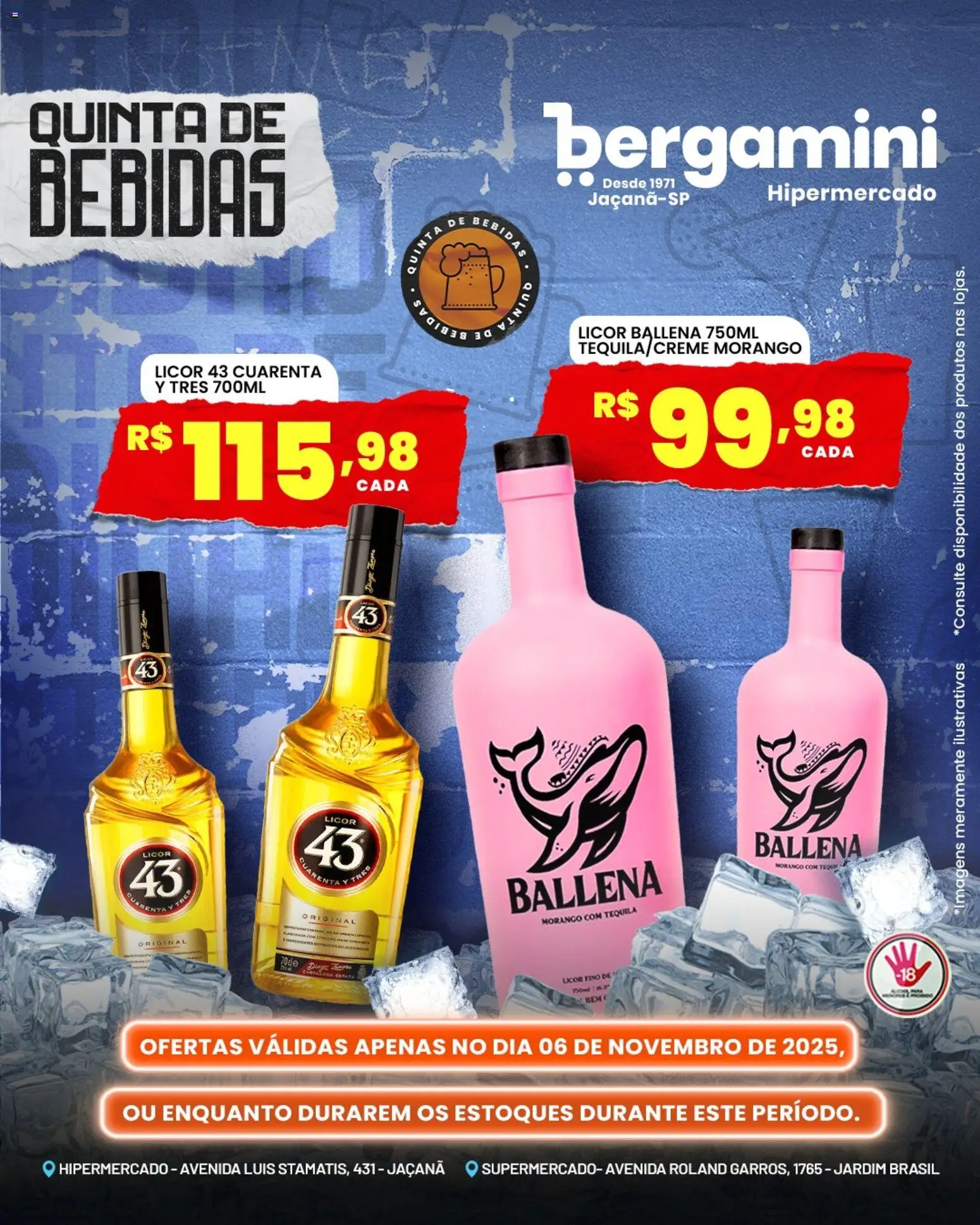 Supermercado Bergamini Folheto - válido de 06.11.2025 | Página: 9 | Produtos: Licor, Licor 43, Tequila