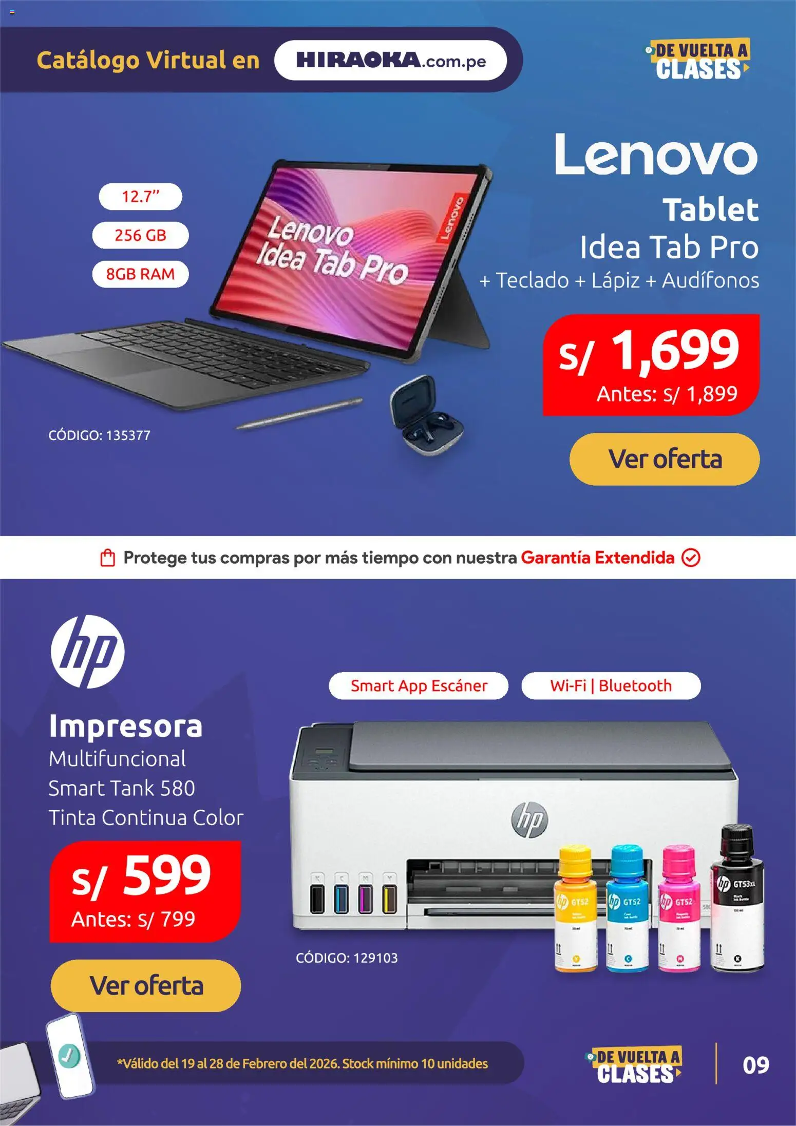 Catálogo Hiraoka válido desde 19.02.2026 | Página: 10 | Productos: Impresora, Teclado, Audífonos