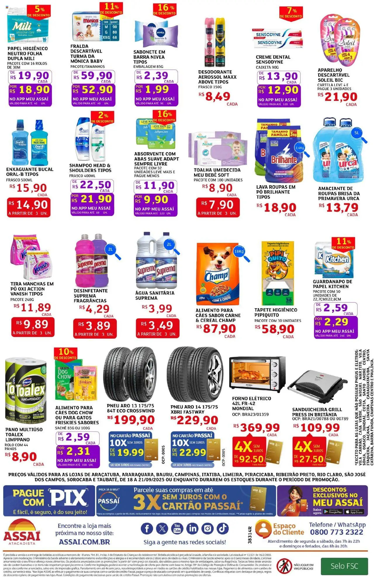 Assaí Atacadista Folheto - válido de 18.09.2025 | Página: 4 | Produtos: Forno, Sanduicheira, Forno elétrico, Telefone