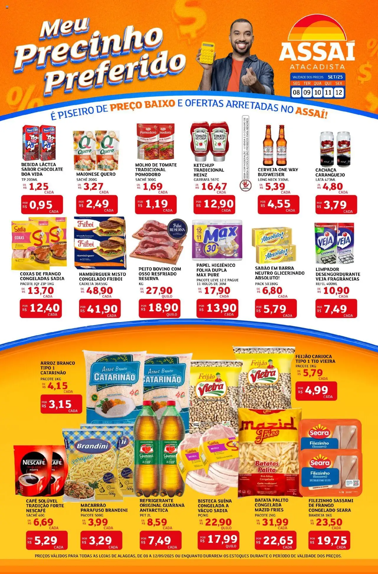 Assaí Atacadista Folheto - válido de 08.09.2025 | Página: 1 | Produtos: Chocolate, Cerveja, Hambúrguer, Frango