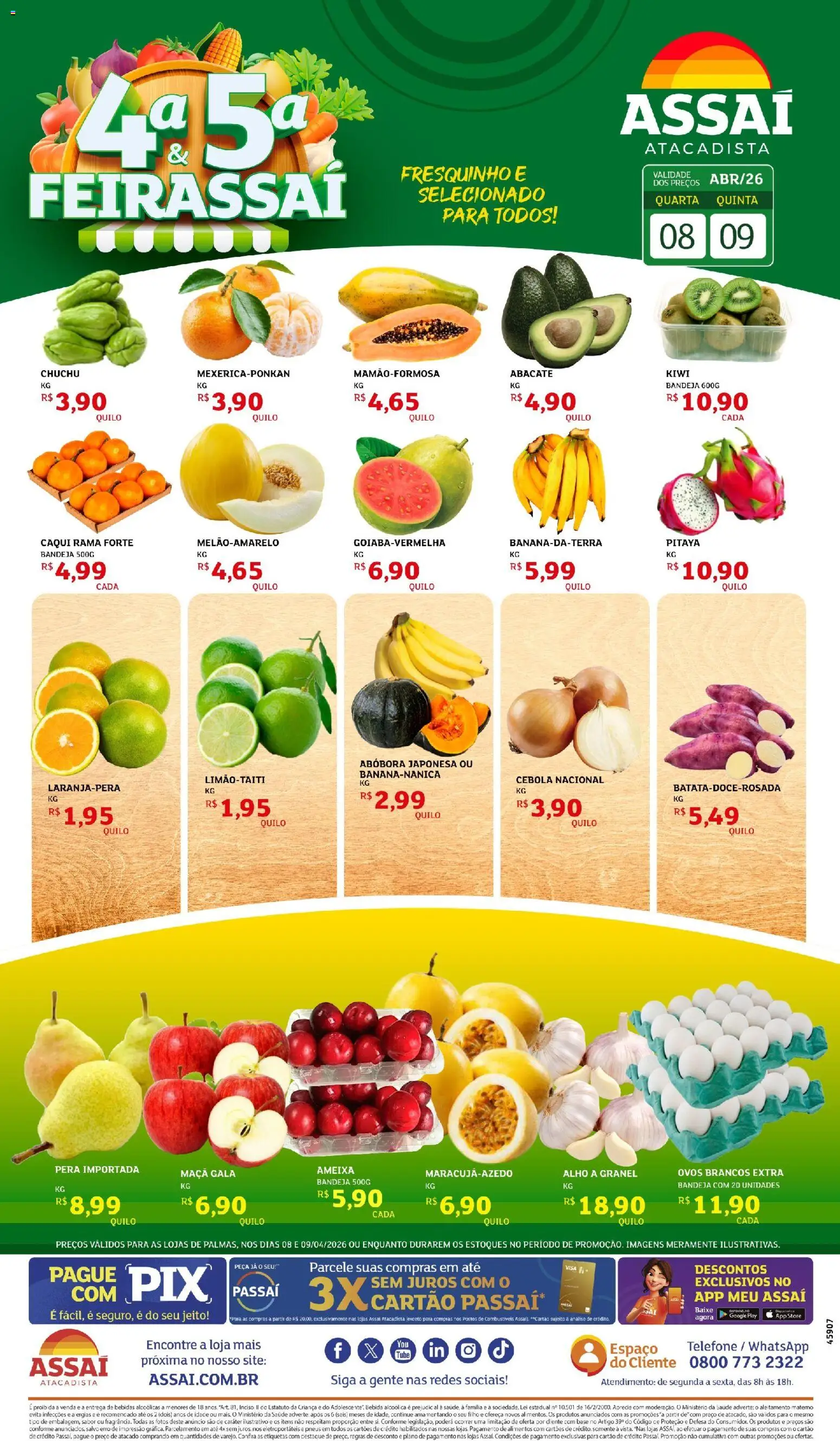 Assaí Atacadista Folheto - válido de 09.04.2026 | Página: 1 | Produtos: Alho, Cebola, Bebida, Bandeja