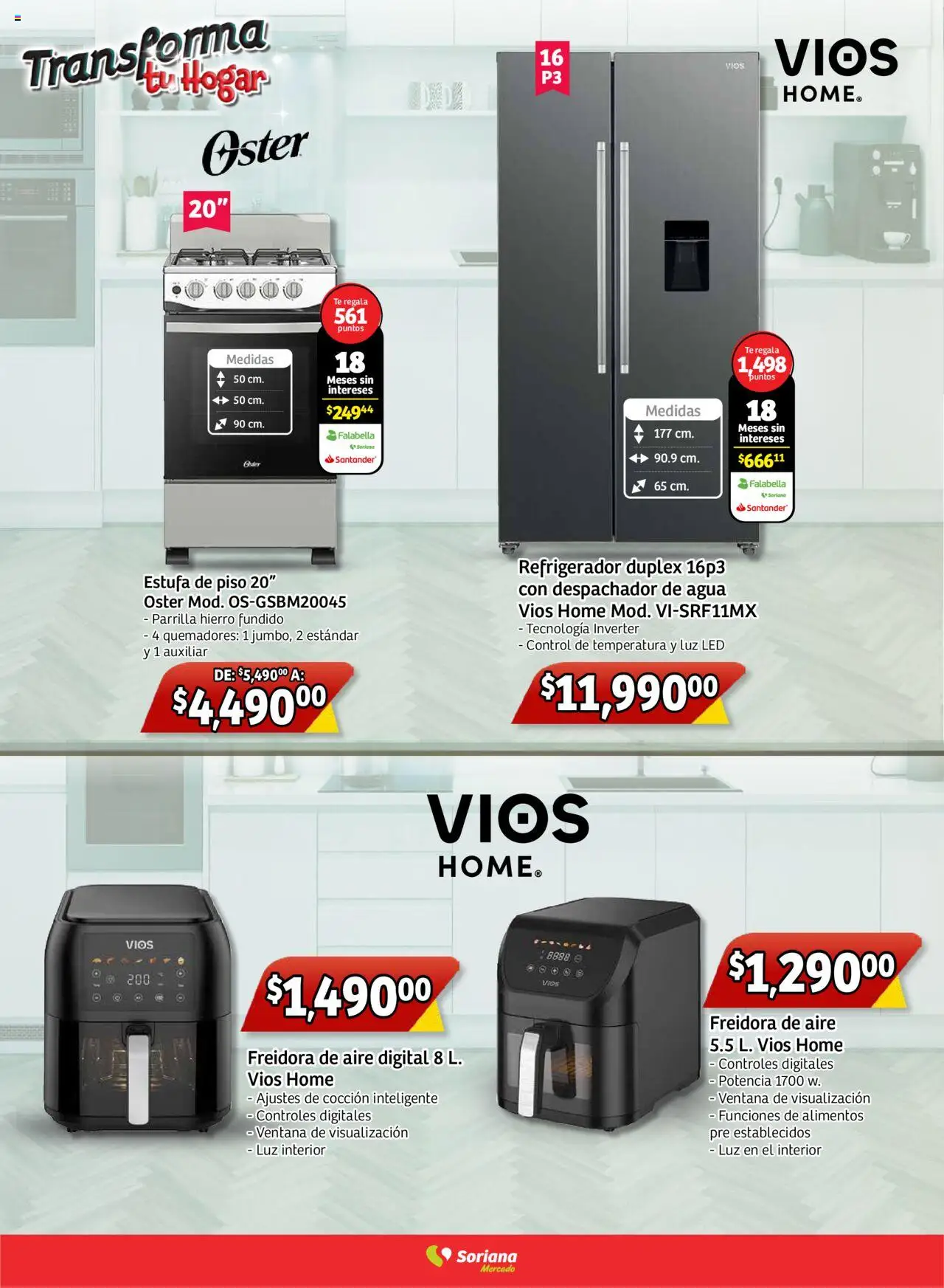 Nuevas ofertas de Soriana válidas en toda la República Mexicana desde el 28.08.2025. ¡Encuentra las mejores ofertas en Soriana - Transforma tu hogar Mercado Nacional! | Página: 9 | Productos: Freidora de aire, Parrilla, Freidora, Té