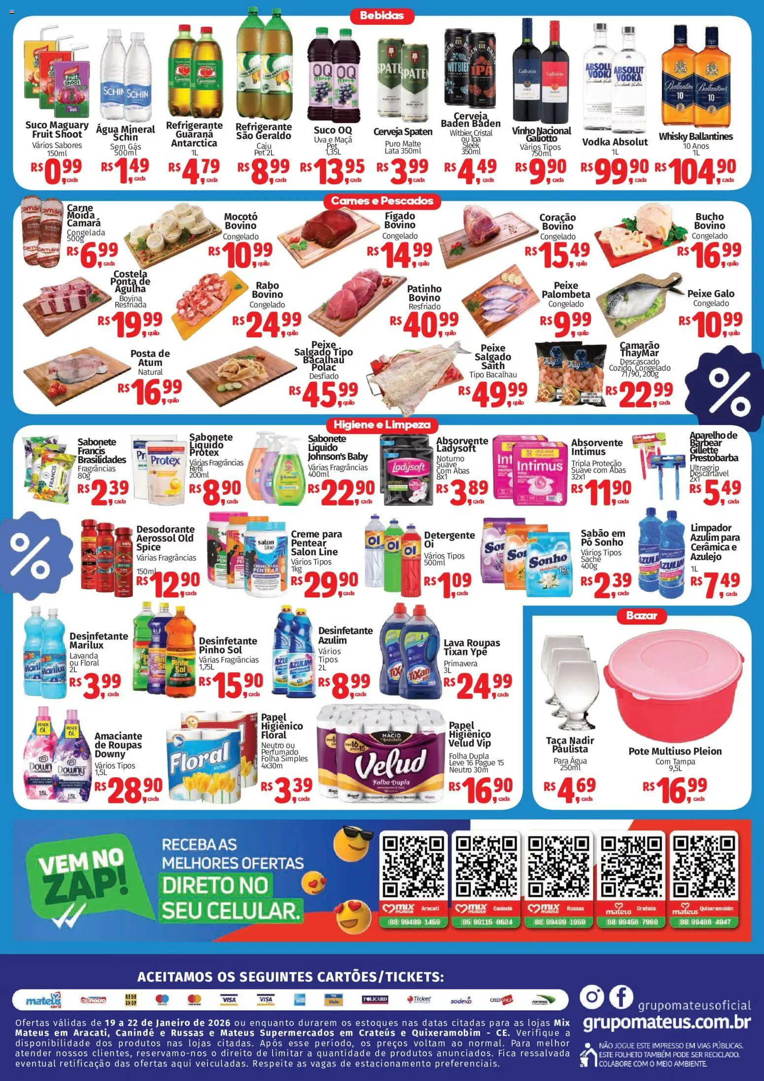 Mateus Folheto - válido de 19.01.2026 | Página: 2 | Produtos: Bacalhau, Guaraná, Cerveja, Aparelho de barbear