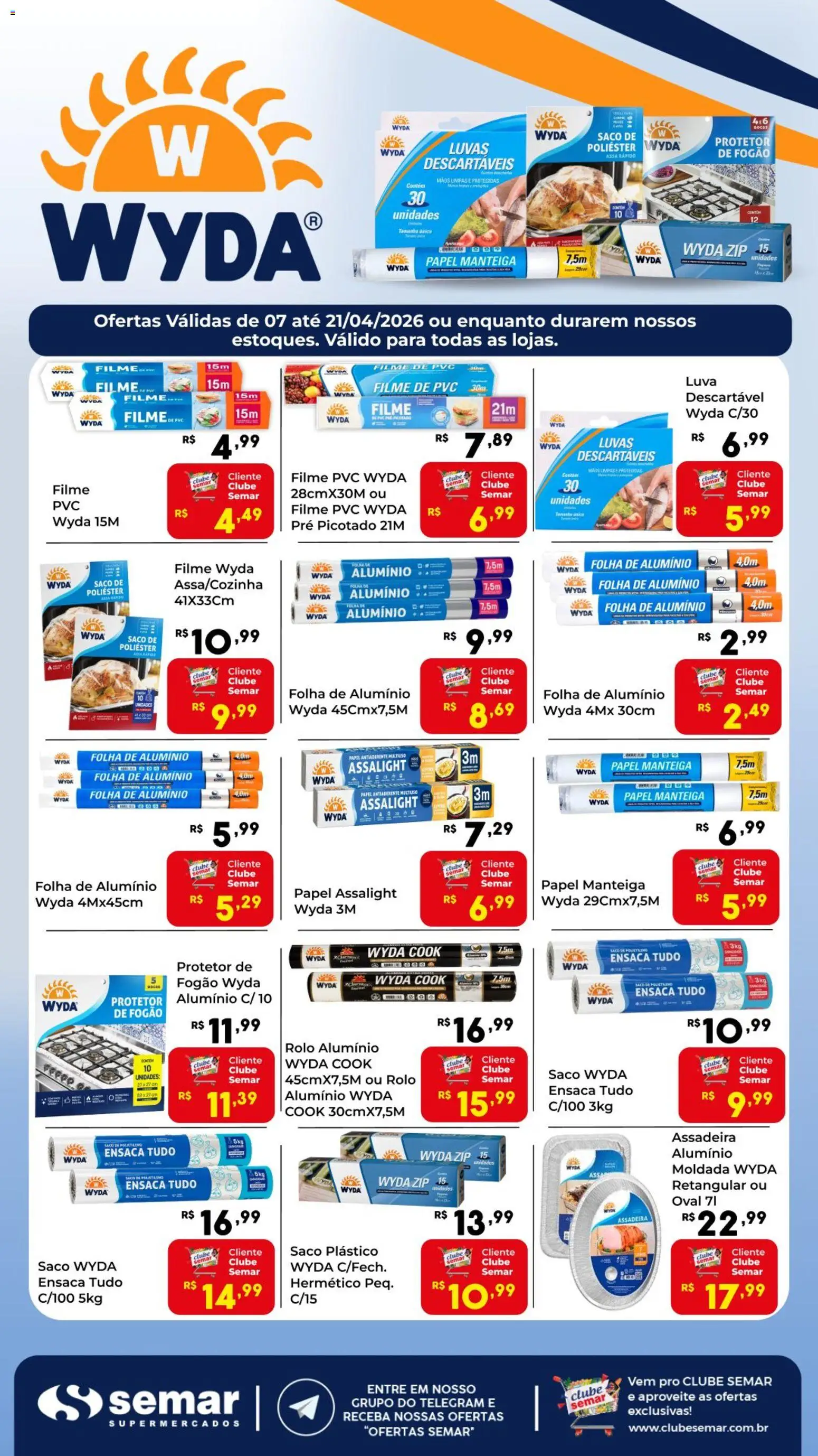 Semar Supermercado Folheto - válido de 07.04.2026 | Página: 1 | Produtos: filme de PVC, Rolo, Manteiga, Assadeira