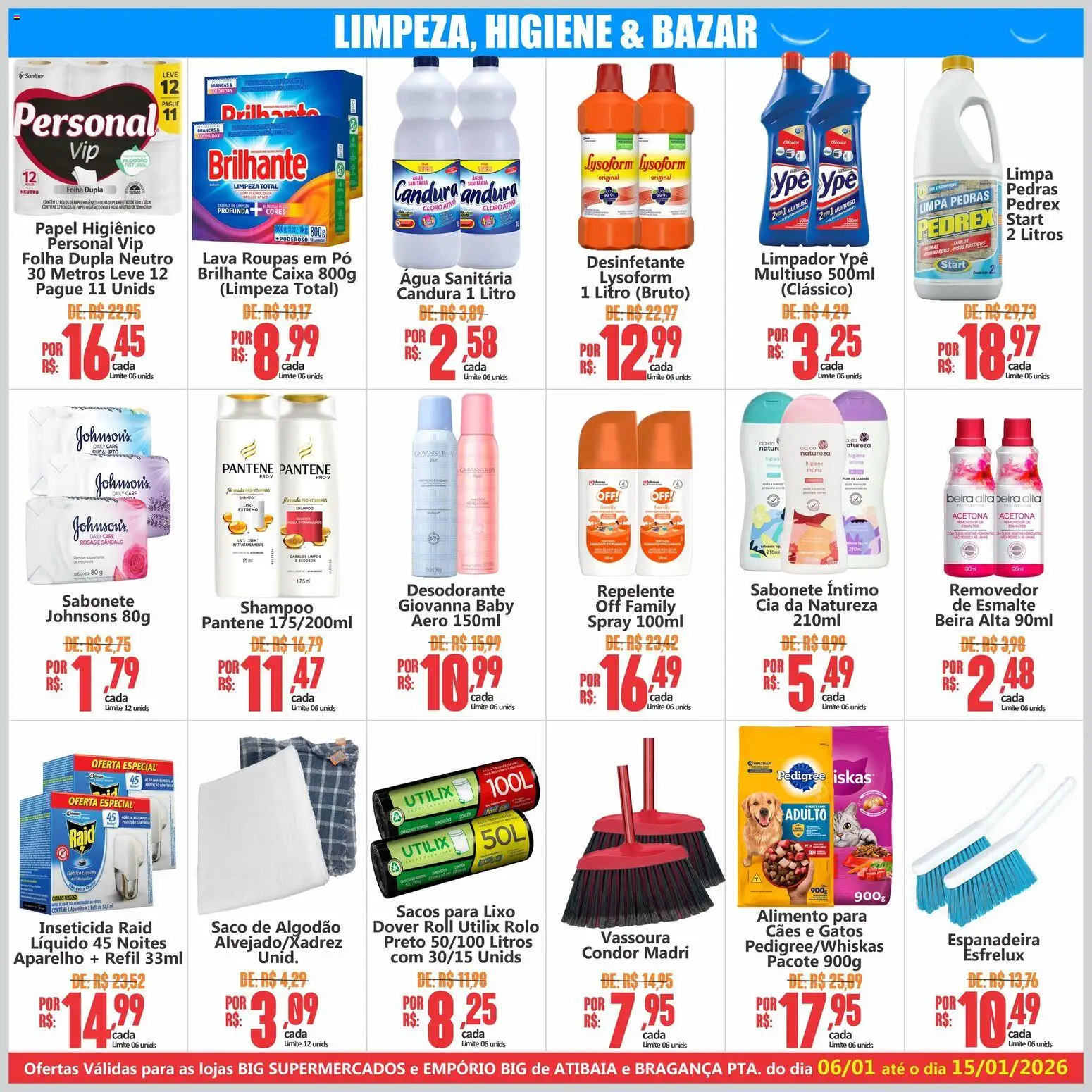 Big Supermercados Folheto - válido de 06.01.2026 | Página: 6 | Produtos: Shampoo, Caixa, Algodão, Vassoura