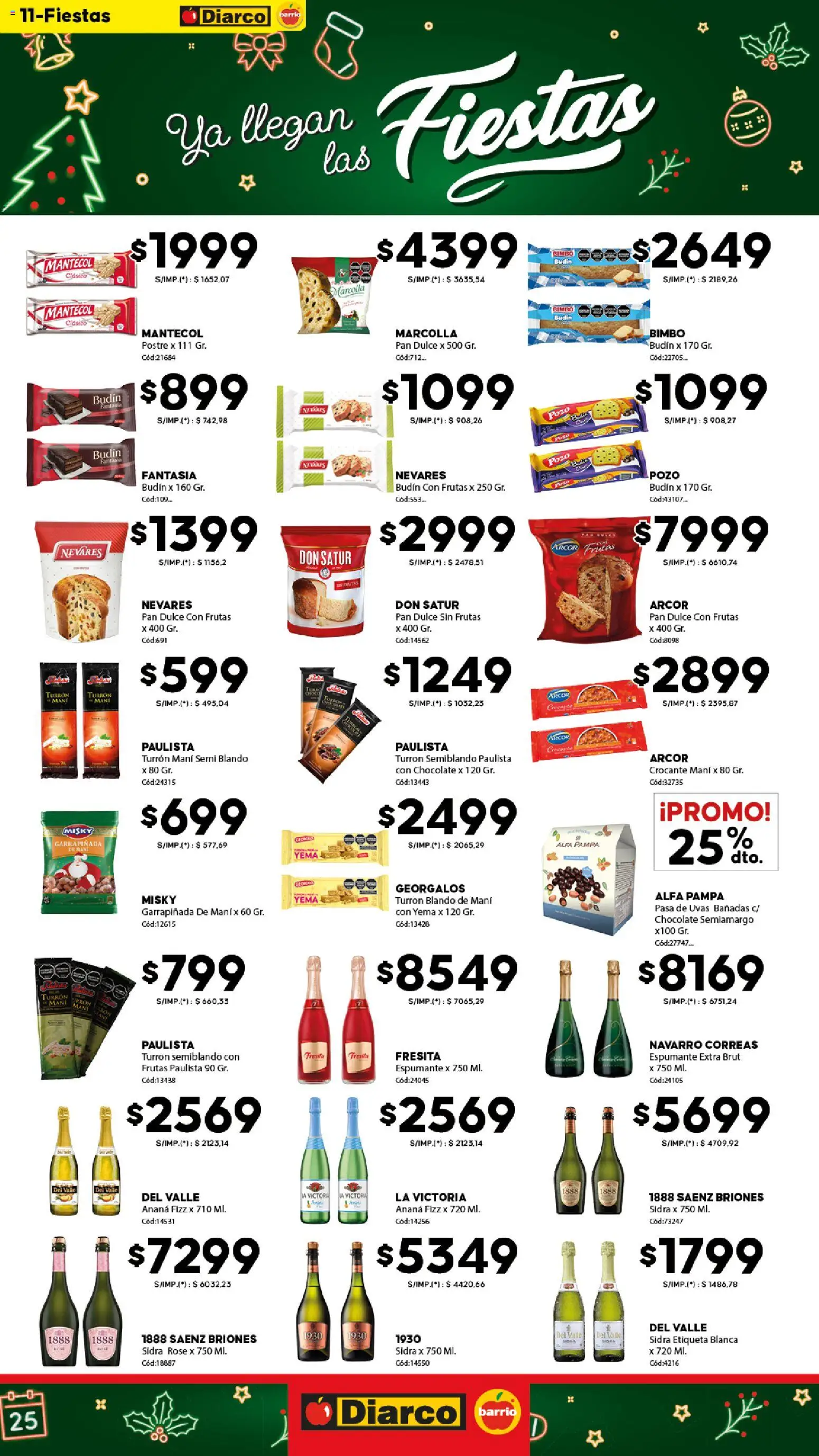 Diarco - Ofertas Diarco Barrio │ válido desde el 15.12.2025 | Página: 11 | Productos: Budín, Mani, Chocolate, Turrón