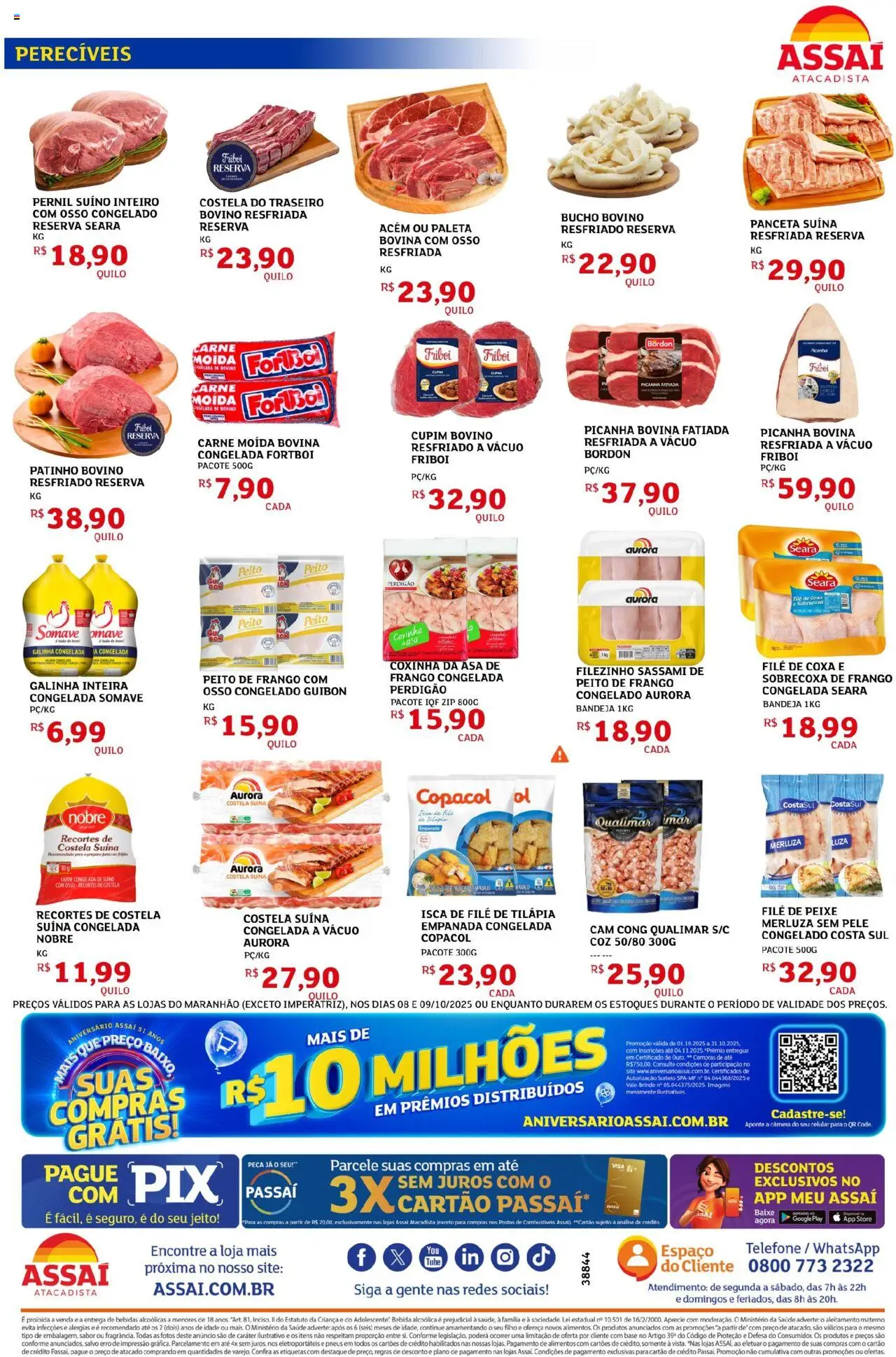 Assaí Atacadista Folheto - válido de 08.10.2025 | Página: 2 | Produtos: Picanha, Tilápia, Base, Câmera