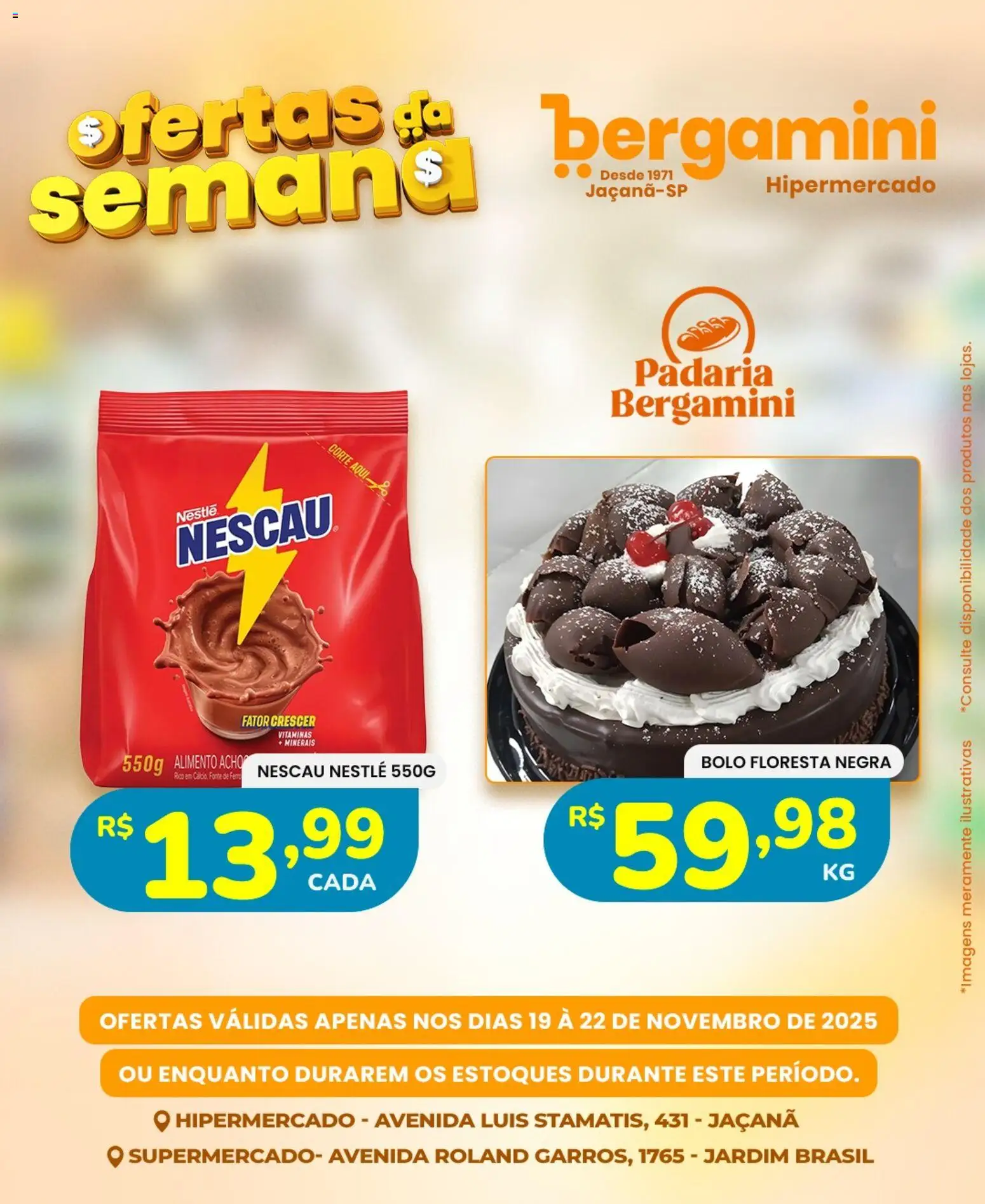 Supermercado Bergamini Folheto - válido de 19.11.2025 | Página: 20 | Produtos: Nescau, Bolo