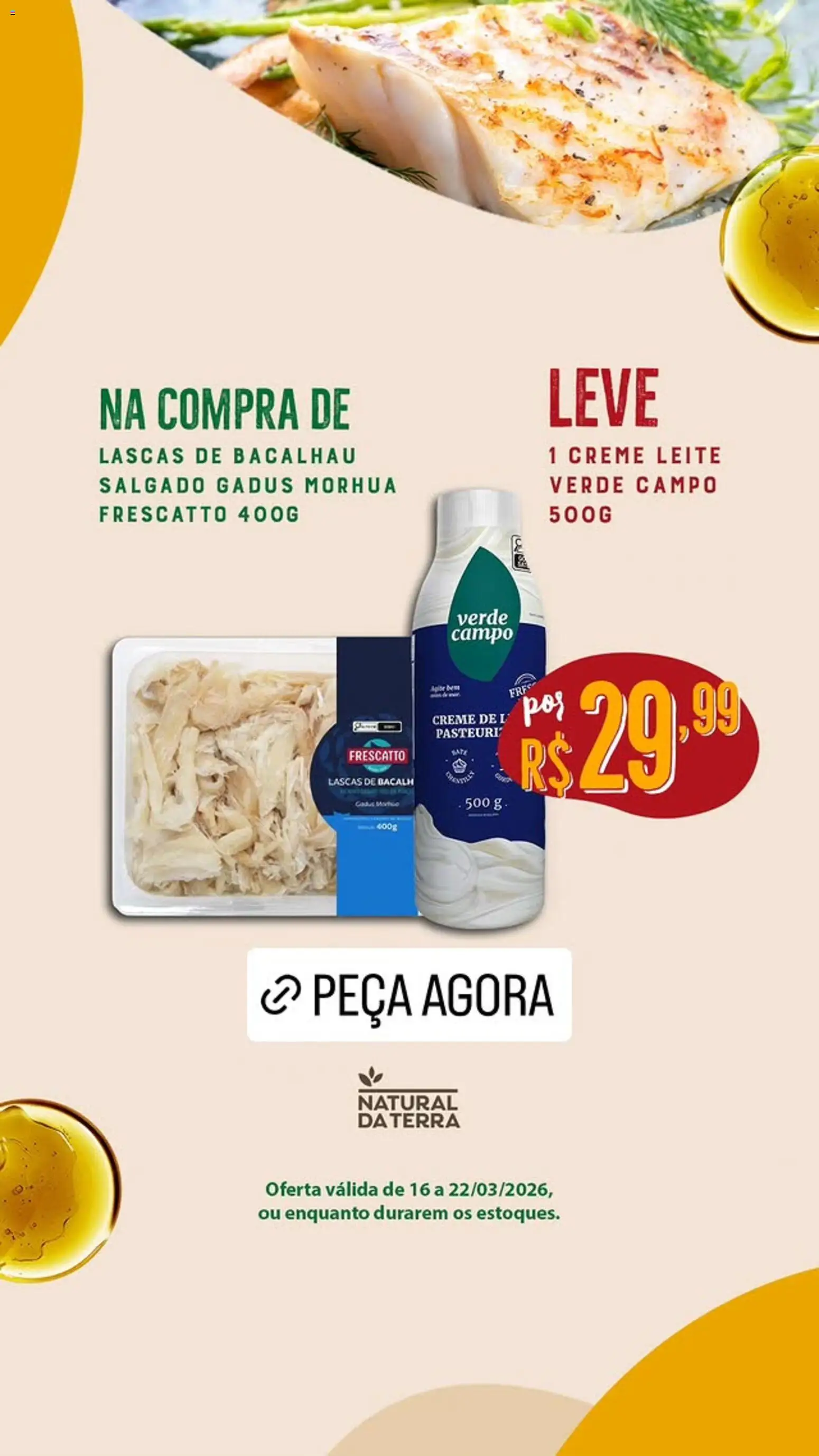 Natural da Terra Folheto - válido de 16.03.2026 | Página: 1 | Produtos: Bacalhau, Leite, Creme