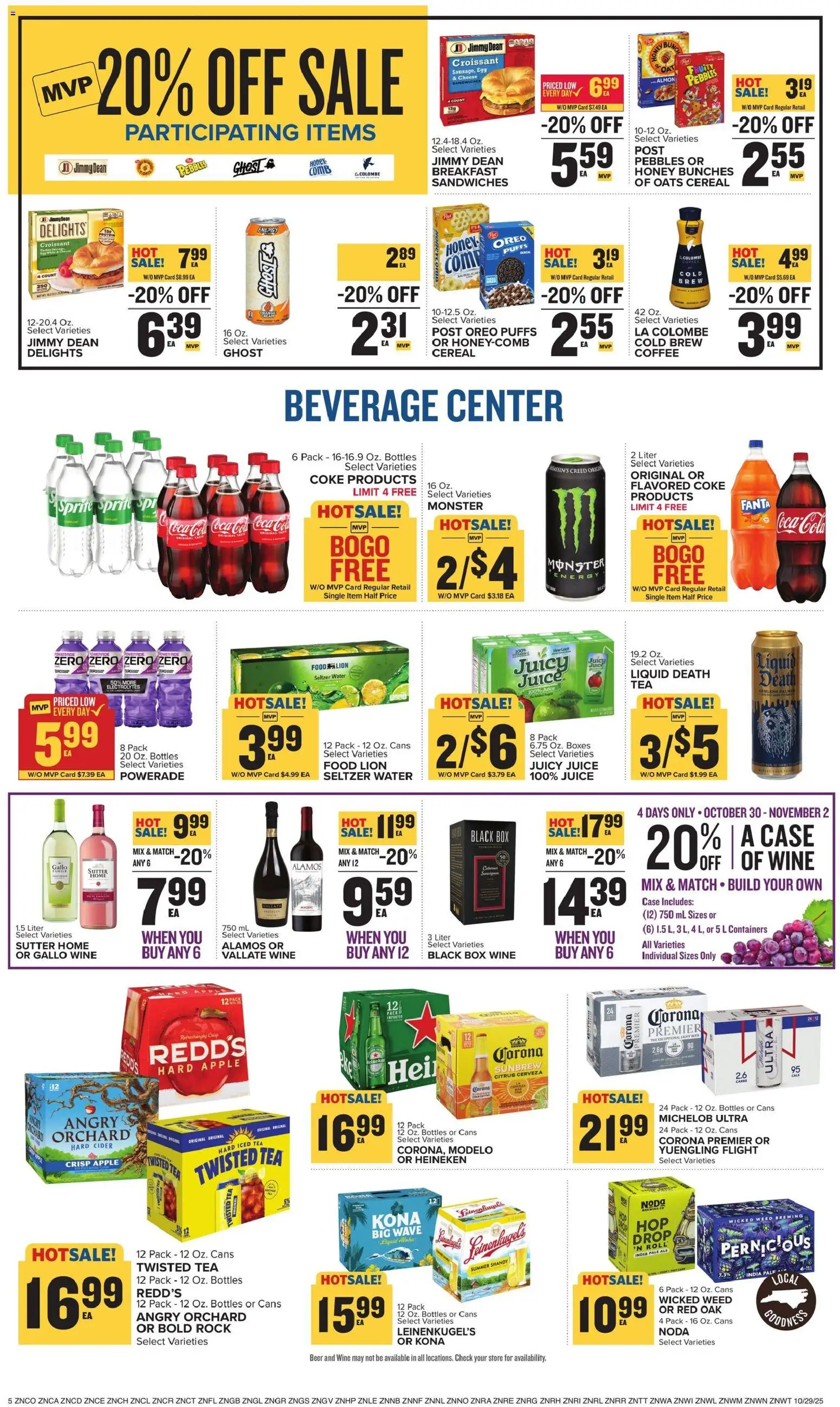 Food Lion Weekly Ad - valid from 29.10.2025 | Page: 8 | Products: Wine, Cream, Water, Case