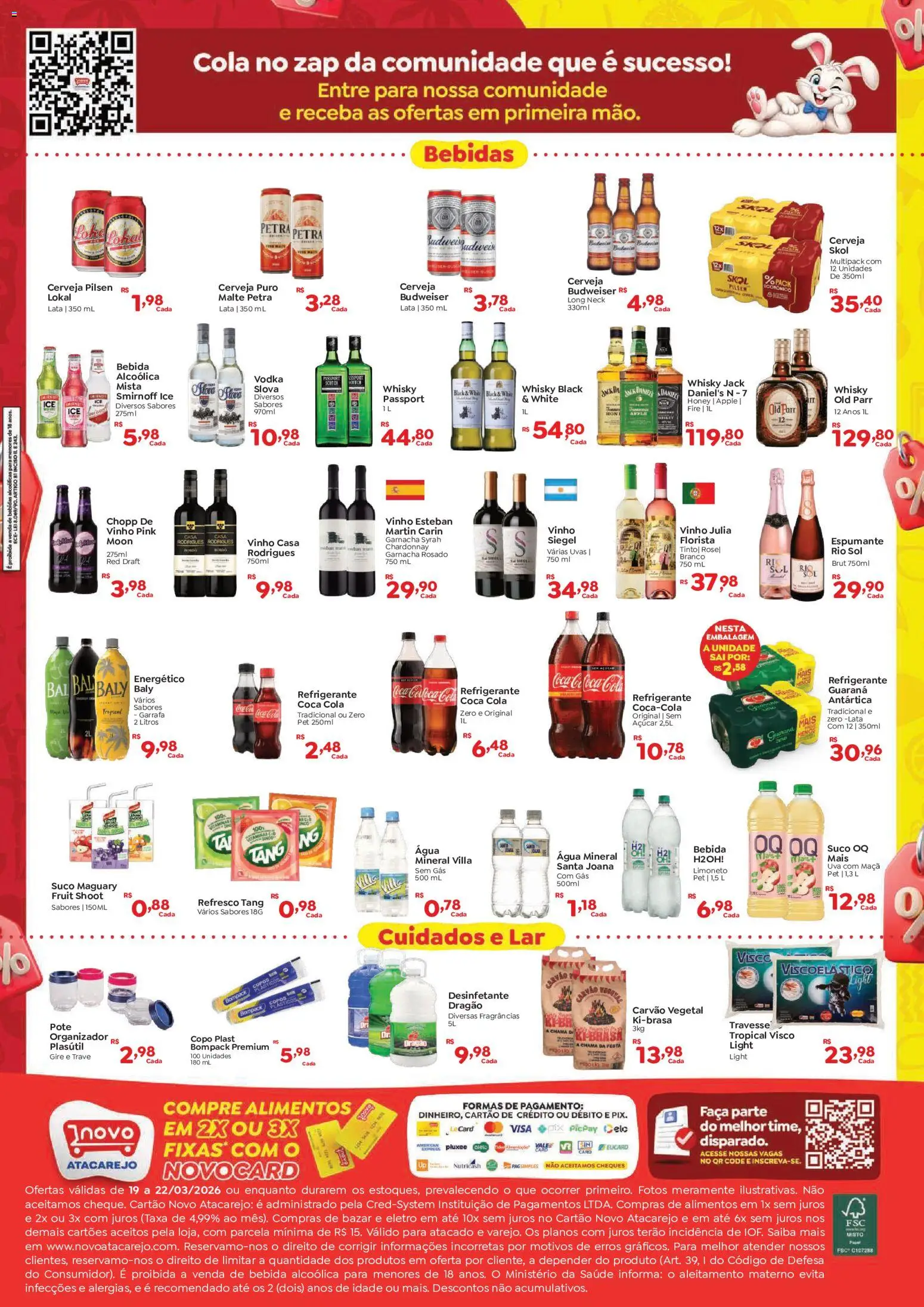 Novo Atacarejo Folheto - válido de 19.03.2026 | Página: 2 | Produtos: Refresco, Faca, Copos, Desinfetante