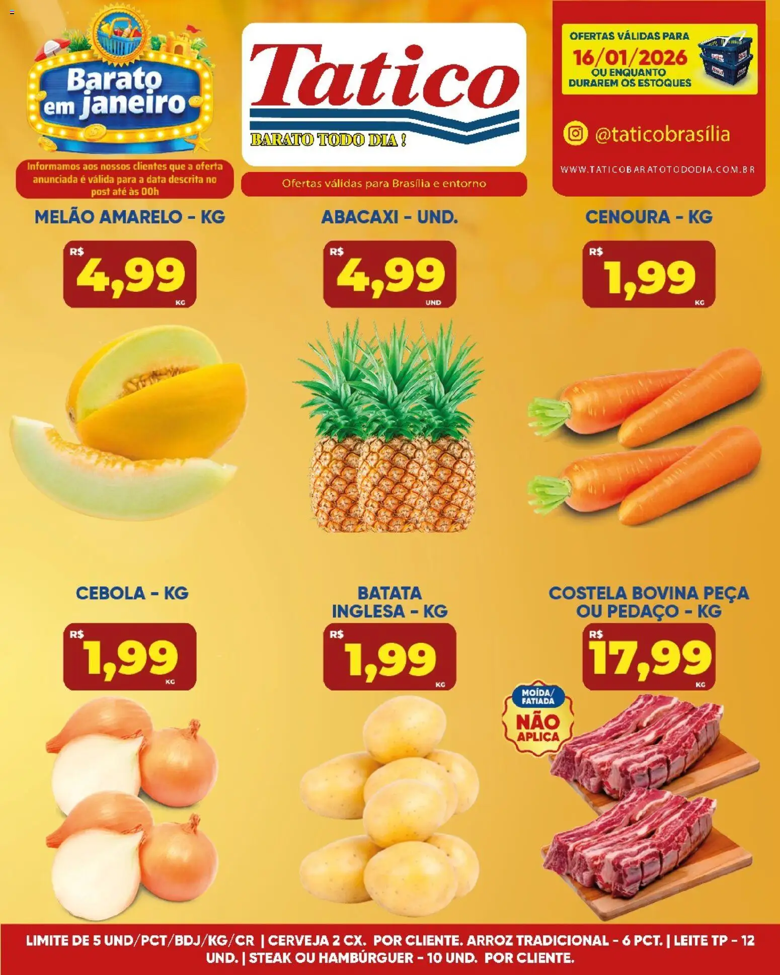 Tatico Folheto - válido de 17.01.2026 | Página: 28 | Produtos: Melão, Cerveja, Hambúrguer, Batata