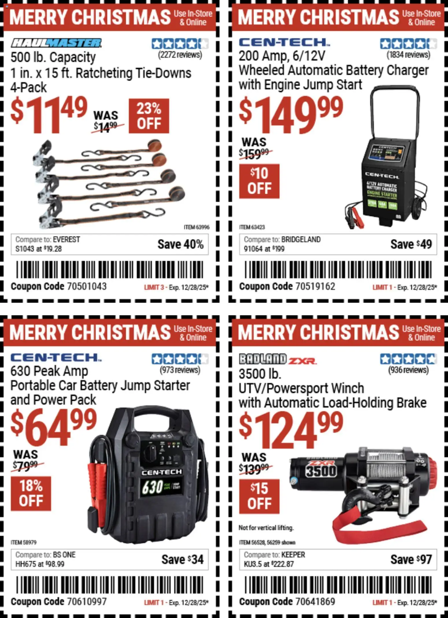Harbor Freight Christmas Coupon Deals - valid from 15.12.2025 | Page: 22 | Products: Battery, Car Battery, Starter, Charger