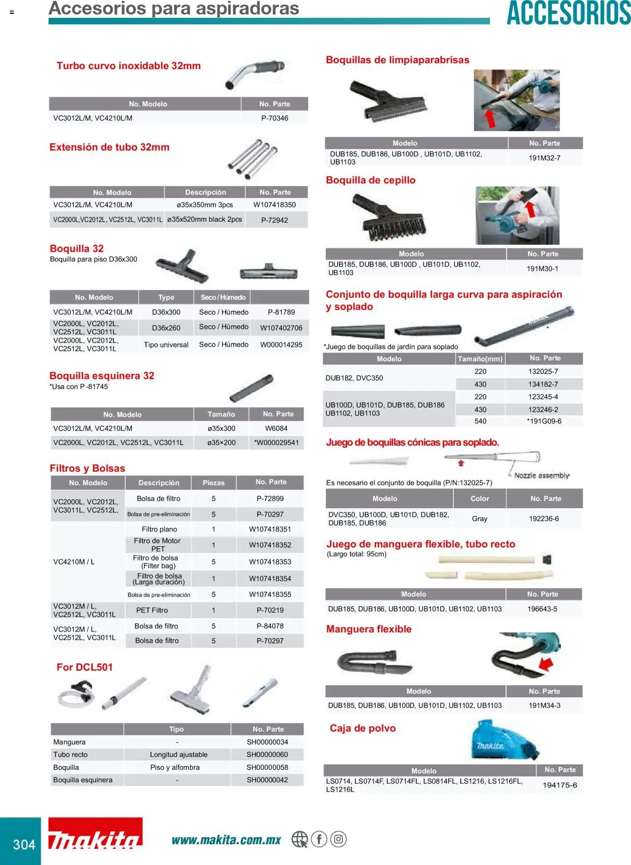 Nuevas ofertas de Makita válidas en toda la República Mexicana desde el 08.07.2024. ¡Encuentra las mejores ofertas en Makita catálogo Accesorios! | Página: 304 | Productos: Manguera, Cepillo, Conjunto, Alfombra