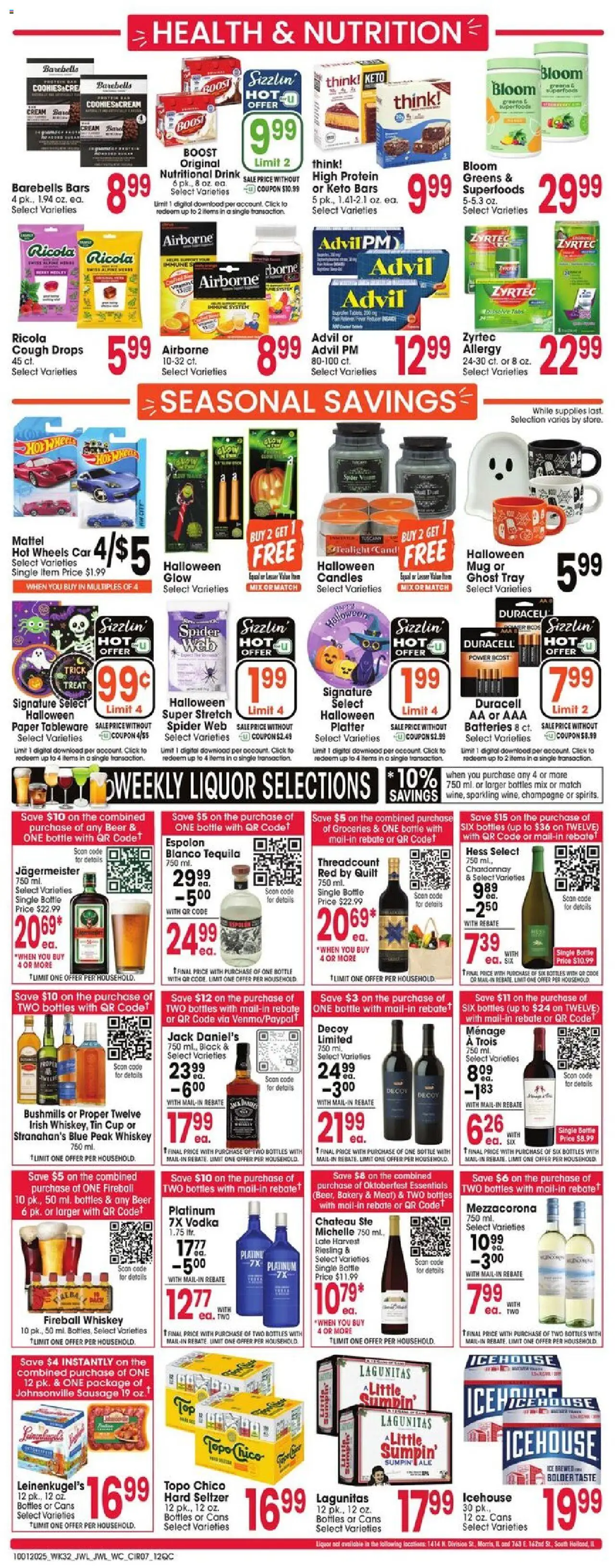 Jewel Osco Weekly Ad - valid from 01.10.2025 | Page: 7 | Products: Beer, Cookies, Vodka, Greens