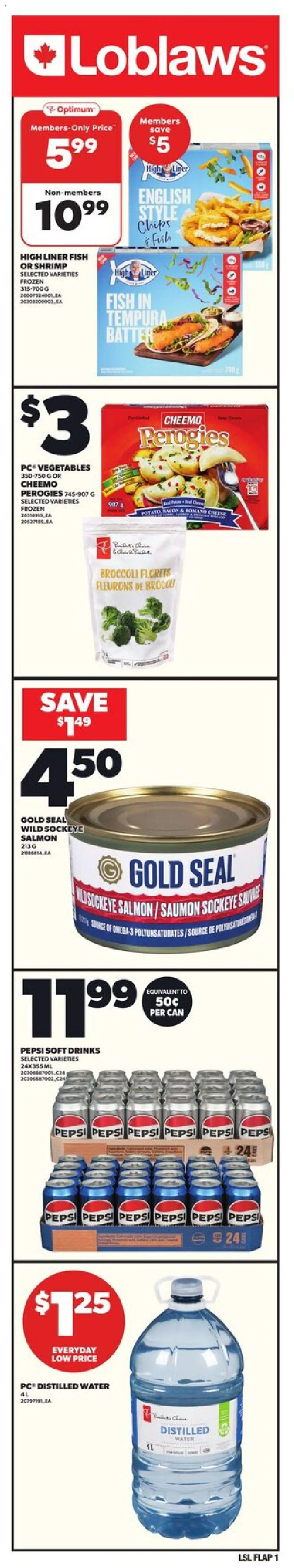 Loblaws flyer valid from 24.07.2025 | Page: 1 | Products: Fish, Chips, PC