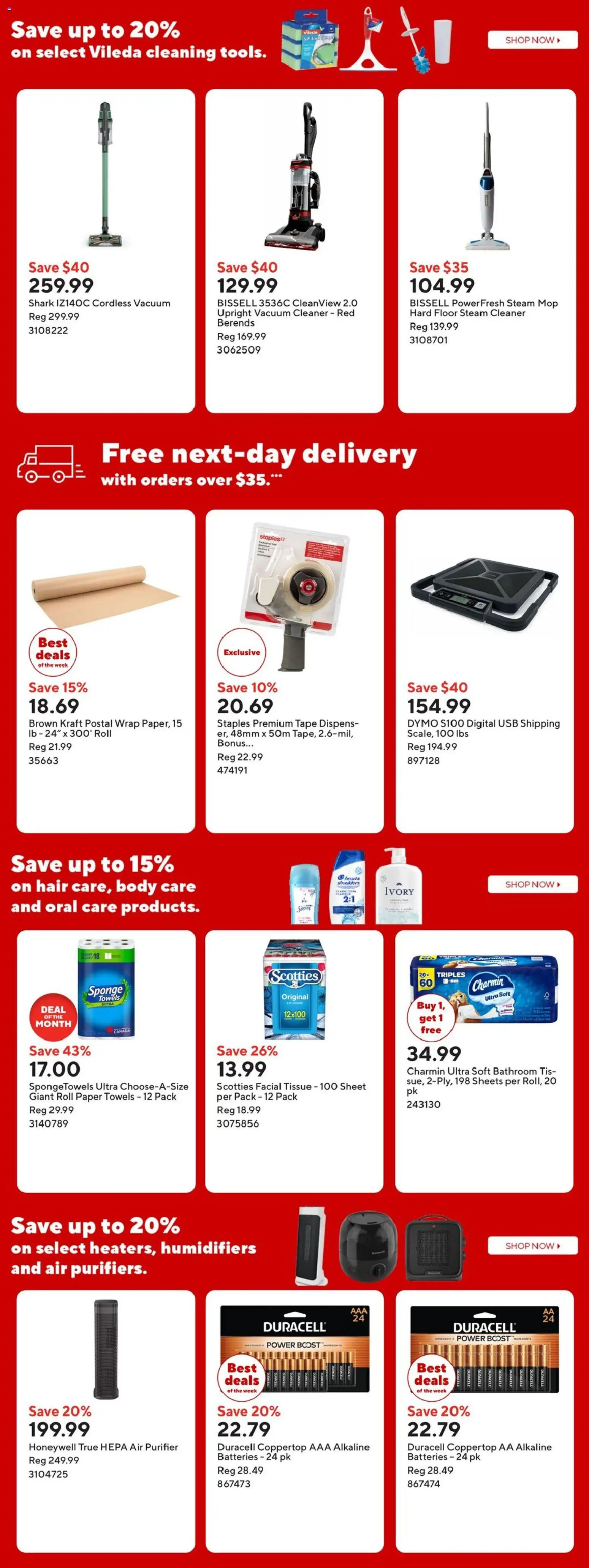 Staples flyer valid from 20.03.2026 | Page: 16 | Products: Vacuum cleaner, Air purifier, Sponge