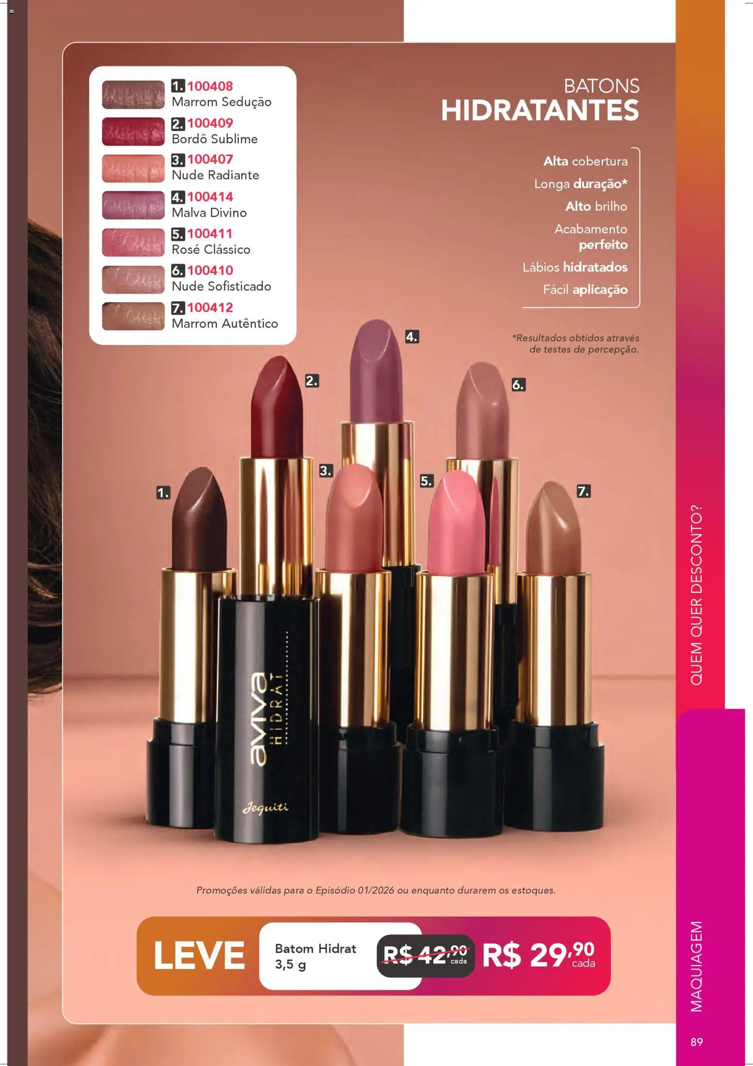 Jequiti Folheto - válido de 29.12.2025 | Página: 89 | Produtos: Maquiagem, Batom