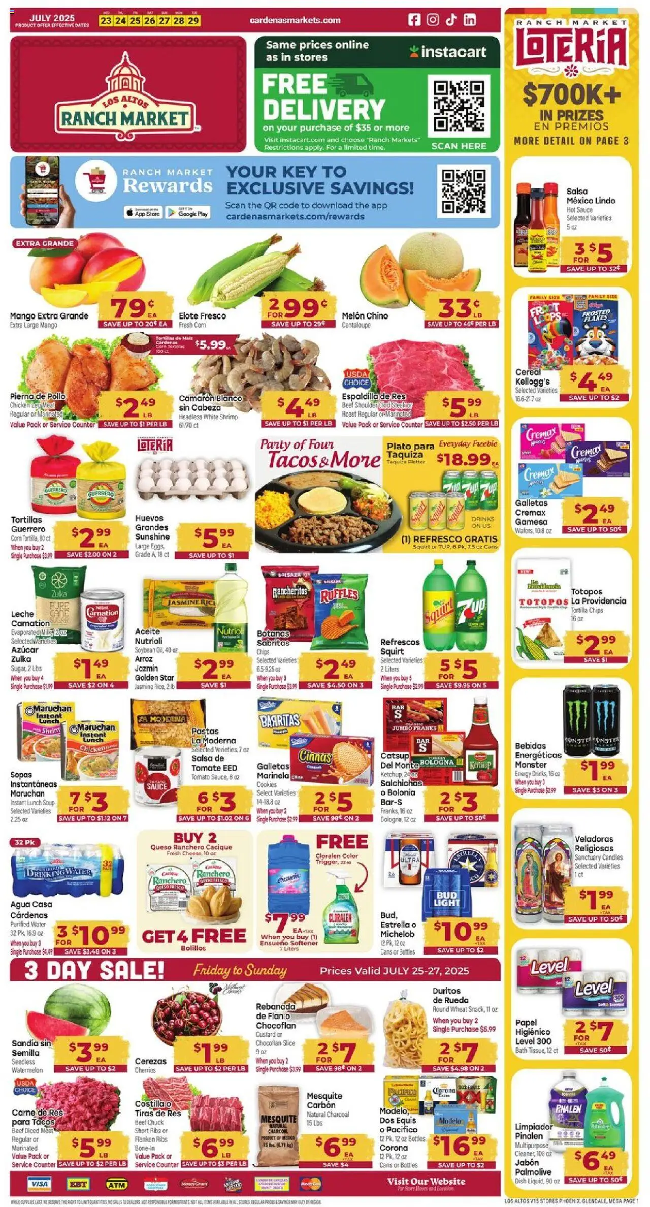 Cardenas Weekly Ad - AZ - valid from 23.07.2025 | Page: 1 | Products: Corn, Cherries, Chips, Water