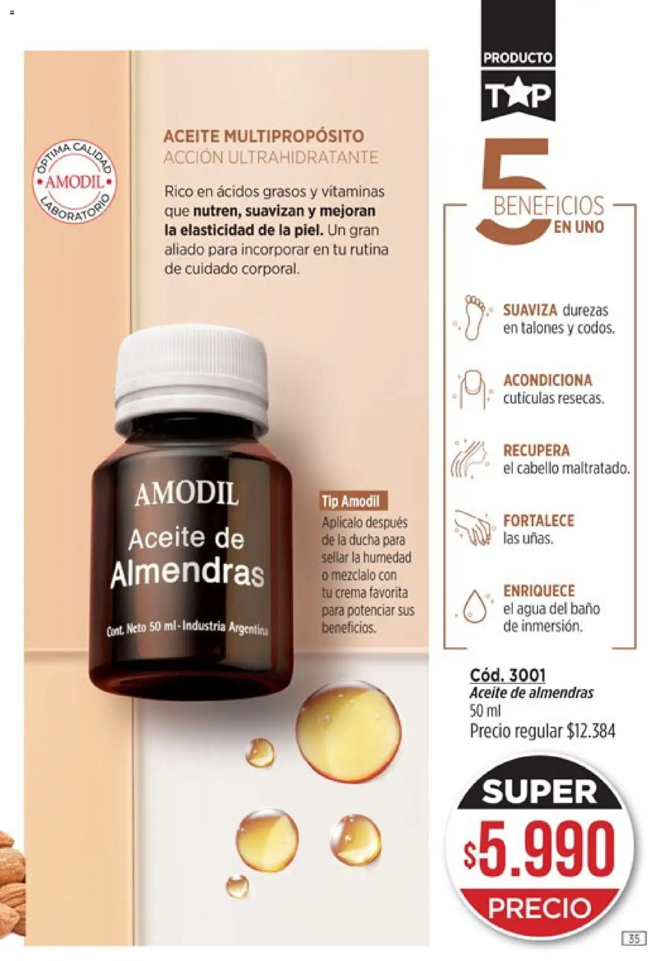 Catálogo Amodil Campaña 12 │ válido desde el 26.06.2025 | Página: 35 | Productos: Vitaminas, Almendras, Aceite, Agua