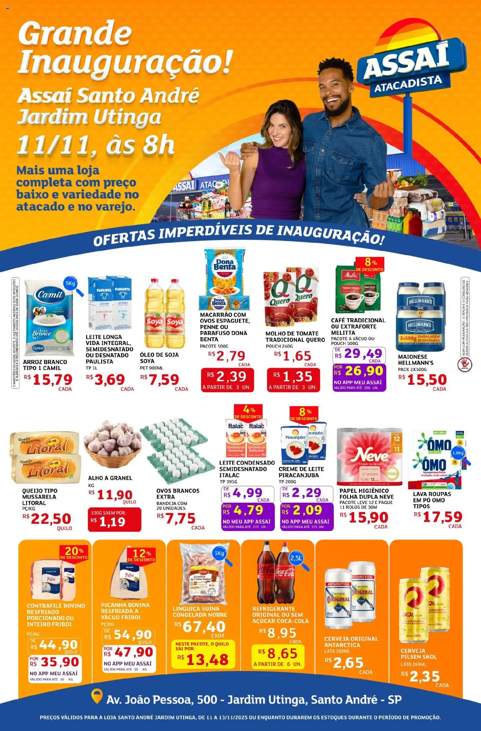 Assaí Atacadista Folheto - válido de 11.11.2025 | Página: 1 | Produtos: Linguiça, Queijo, Creme de leite, Leite condensado