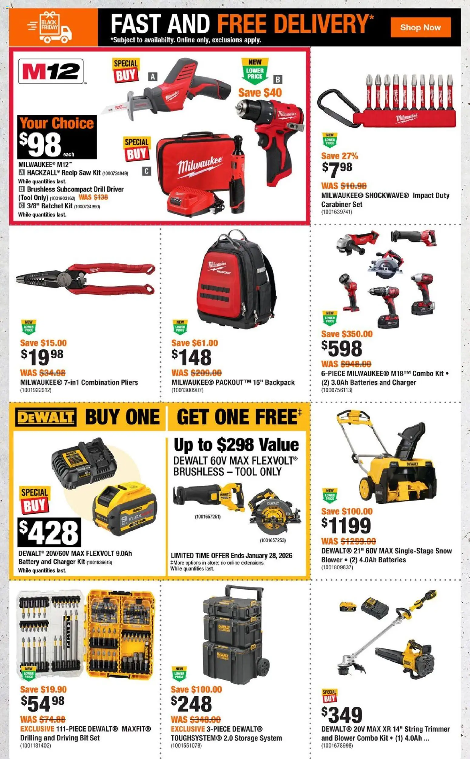 Home Depot flyer valid from 20.11.2025 | Page: 4 | Products: Backpack, Battery