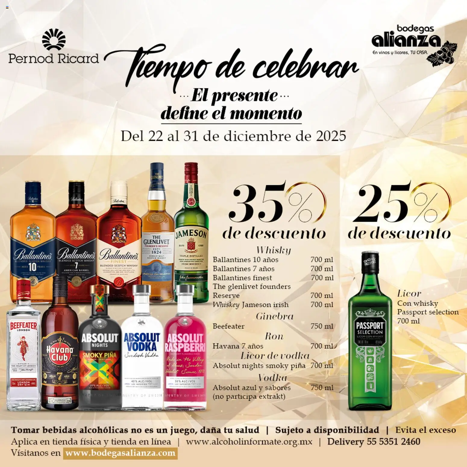 Nuevas ofertas de Bodegas Alianza válidas en toda la República Mexicana desde el 22.12.2025. ¡Encuentra las mejores ofertas en Bodegas Alianza catálogo Tiempo de celebrar! | Página: 2 | Productos: Whiskey, Ginebra, Vodka, Whisky
