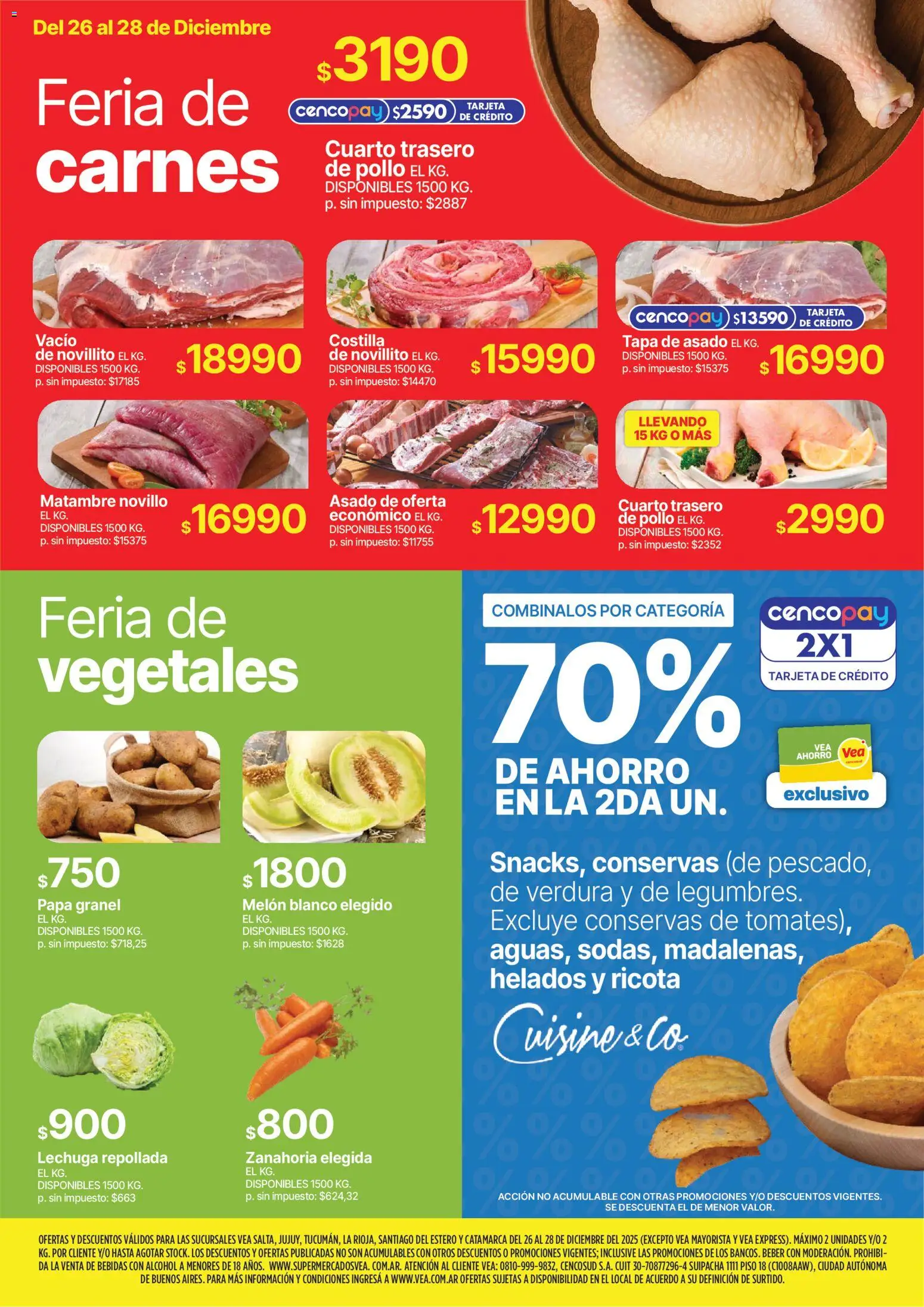 Vea - Oferta fin de semana │ válido desde el 26.12.2025 | Página: 3 | Productos: Pollo, Papa, Melón, Zanahoria
