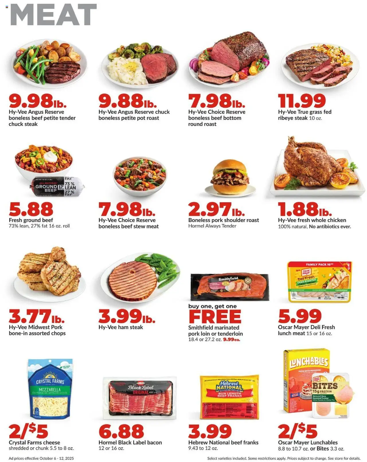 HyVee Weekly Ad - valid from 06.10.2025 | Page: 11 | Products: Cheese, Pizza, Pork, Oven