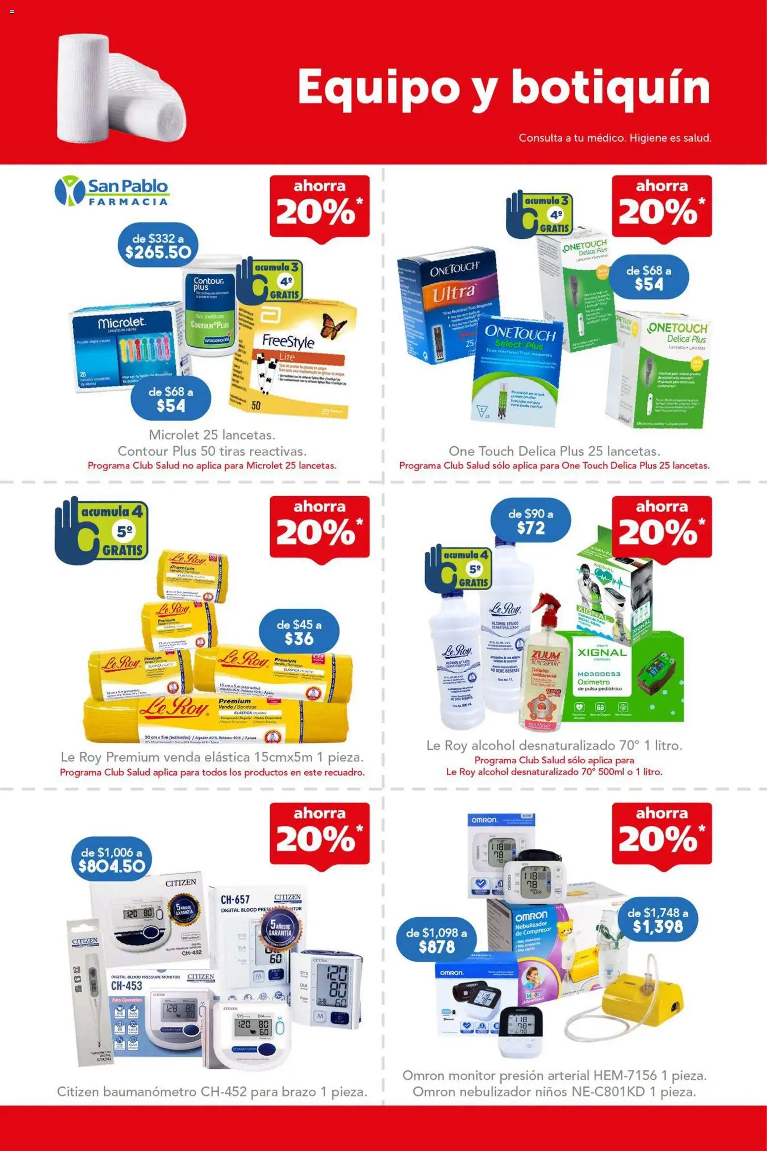 Nuevas ofertas de Farmacia San Pablo válidas en toda la República Mexicana desde el 19.04.2026. ¡Encuentra las mejores ofertas en Farmacia San Pablo catálogo! | Página: 6 | Productos: Monitor, Nebulizador, Oxímetro, Algodón