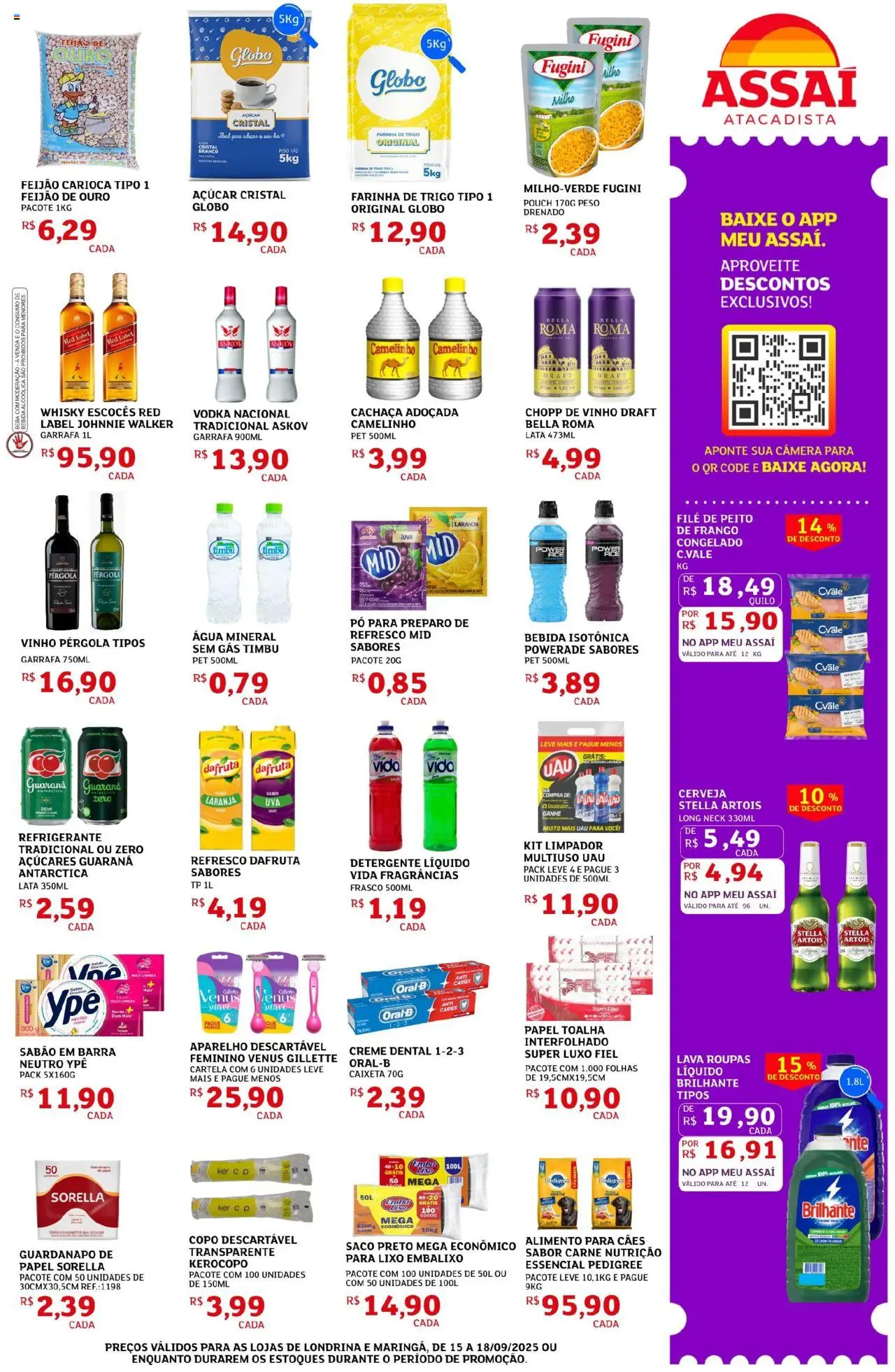 Assaí Atacadista Folheto - válido de 15.09.2025 | Página: 3 | Produtos: Refresco, Cachaça, Detergente, Guardanapo